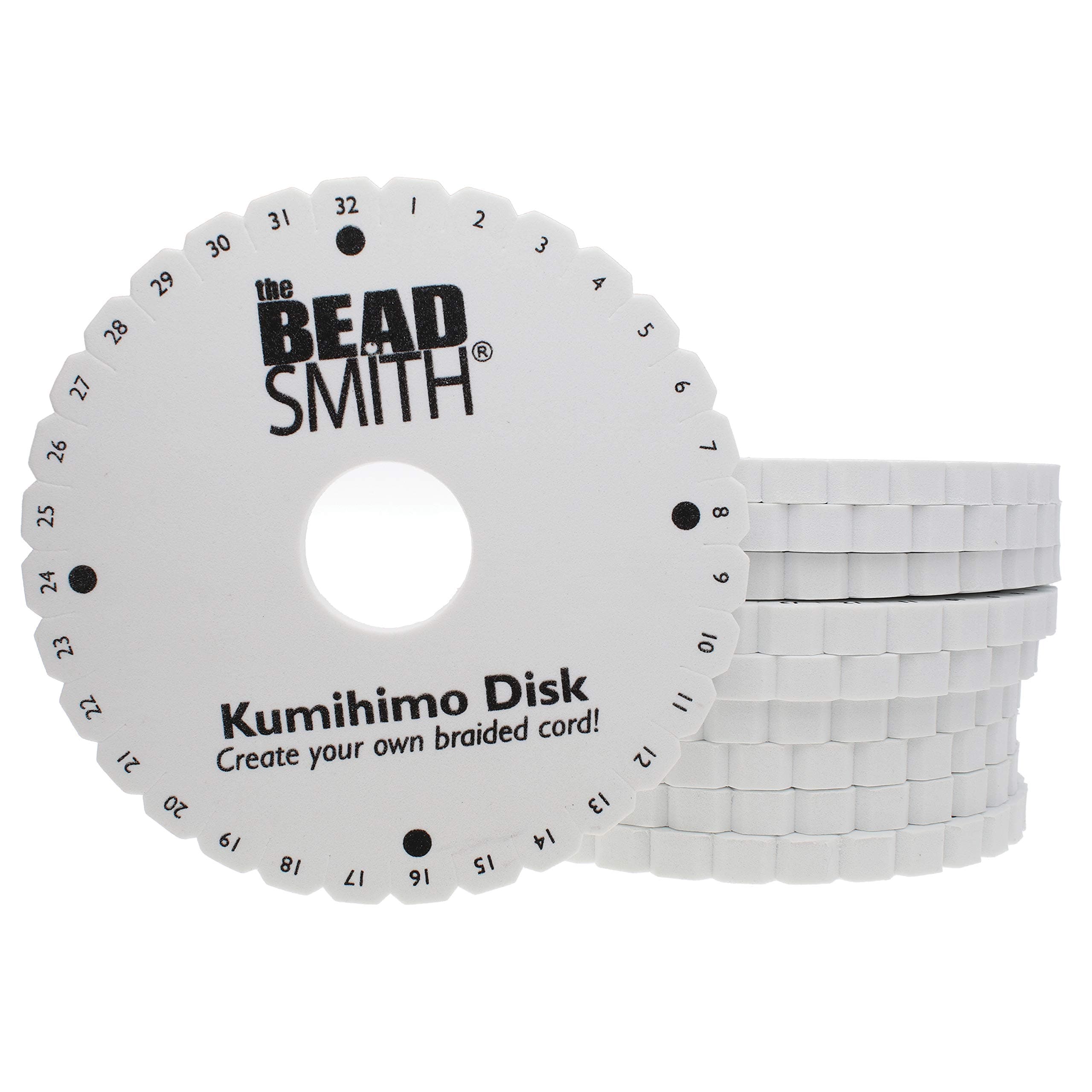 The Beadsmith Round Kumihimo Disk, 6 inch Diameter, 3/8” Dense Foam, Jewelry Tools for Braiding, Box of 10 disks