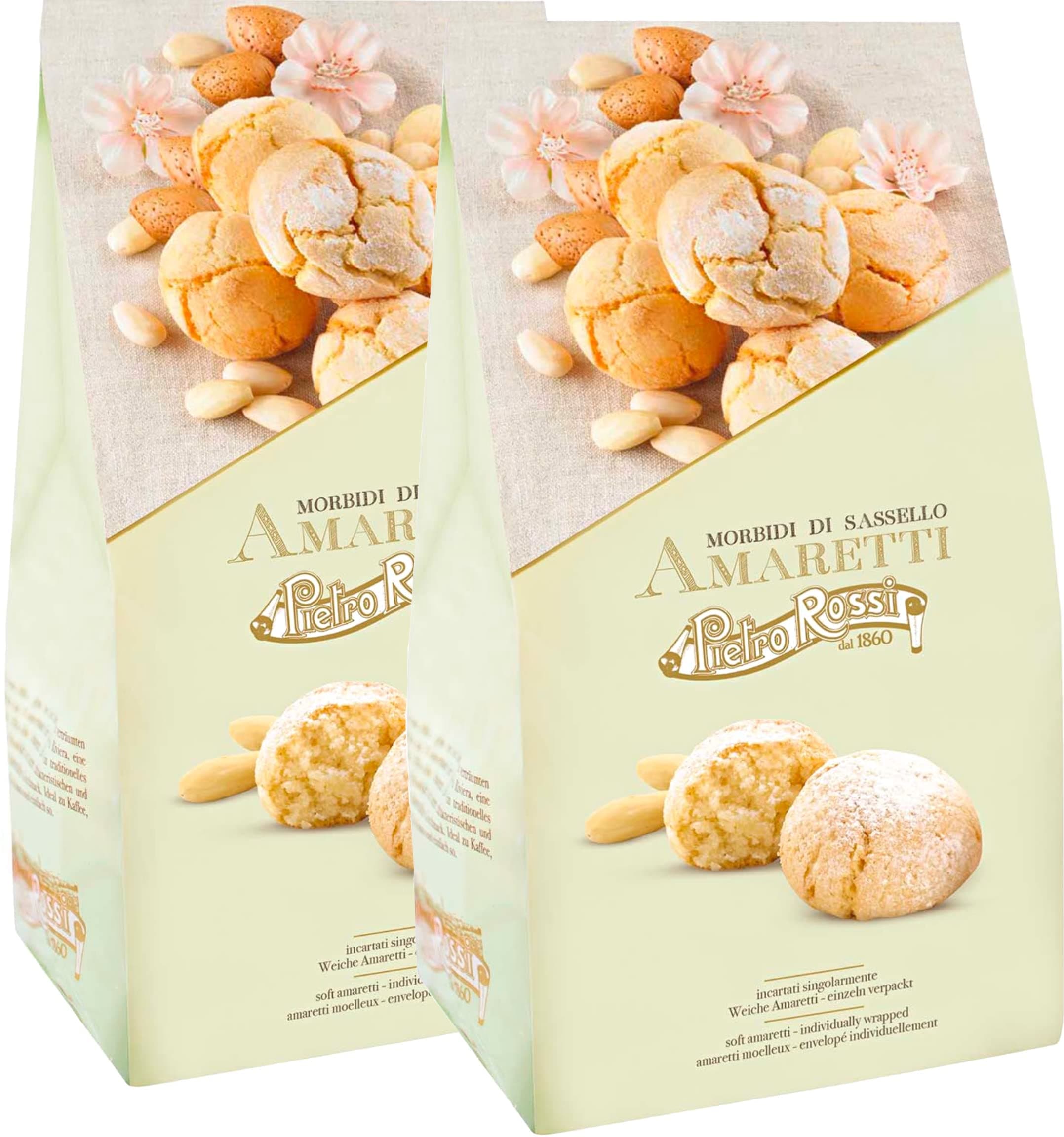 2x150g Pietro Rossi Soft Amaretti - Soft Cookies with the intense taste of almonds and a fine Amaretto note/Italy