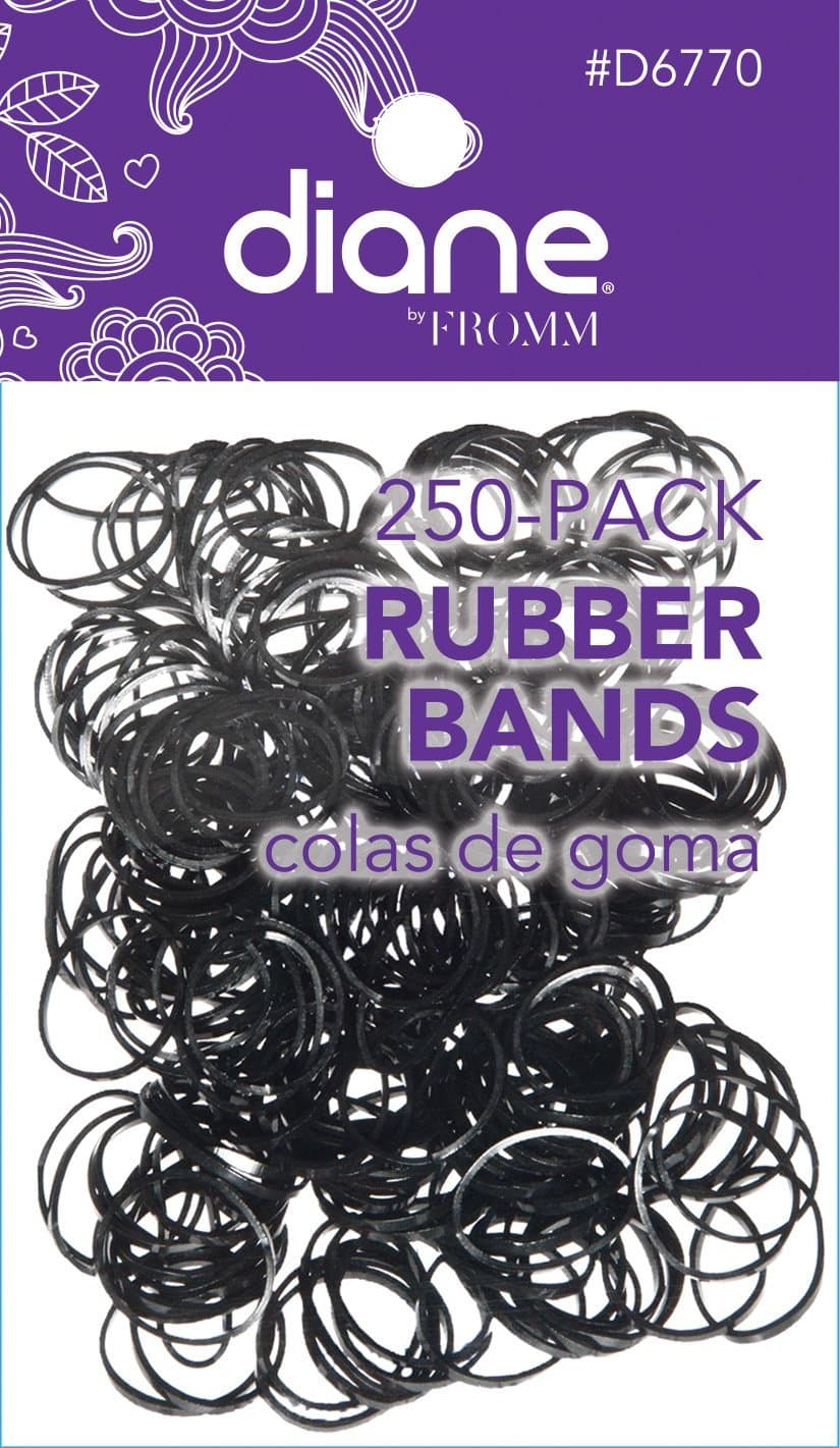 D6770 Black Rubber Bands for Hair Styling, Braids - 250 Pack