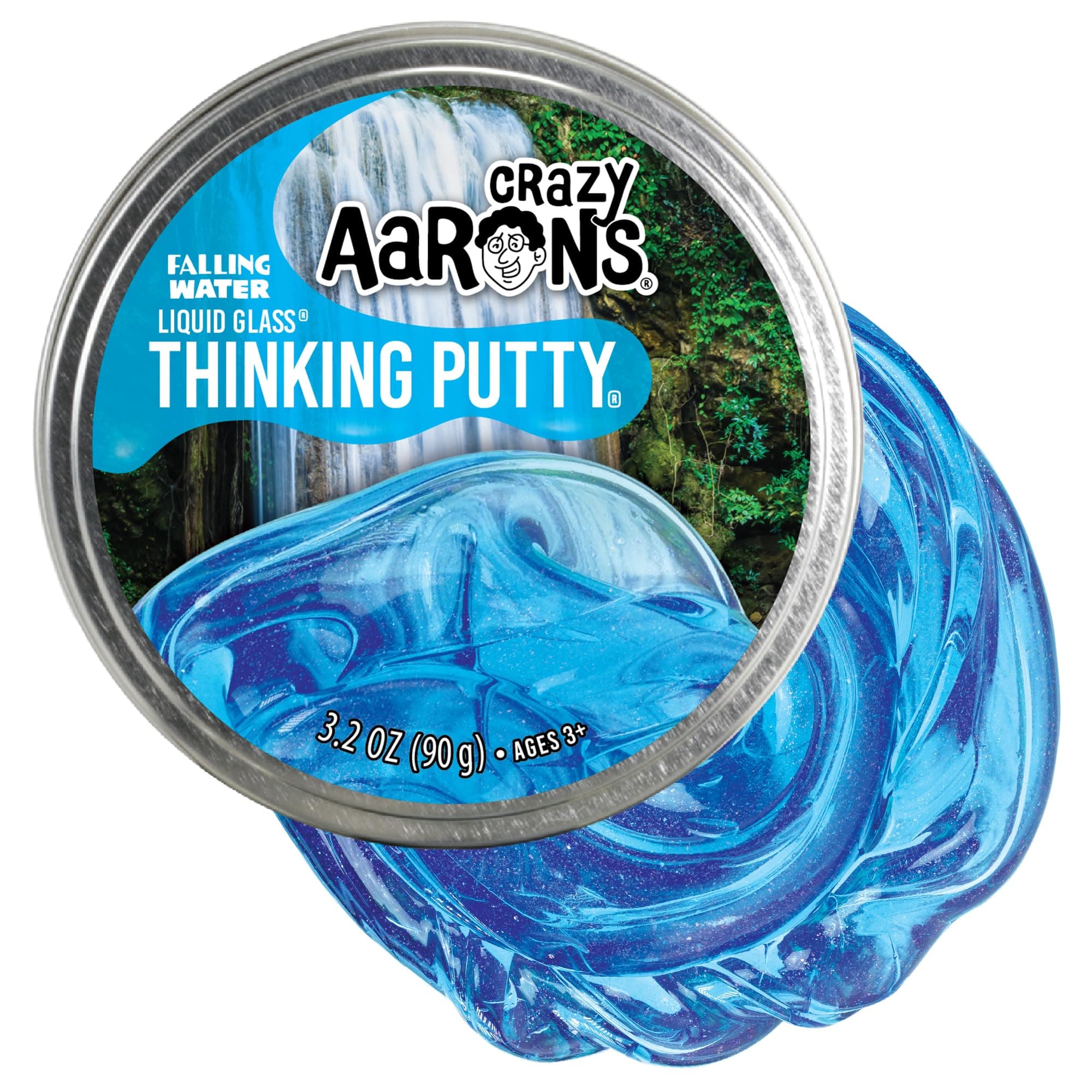 Transparent Thinking Putty - 4" Falling Water Liquid Glass See Through Putty Tin - 90 Grams, Never Dries Out - Made in USA