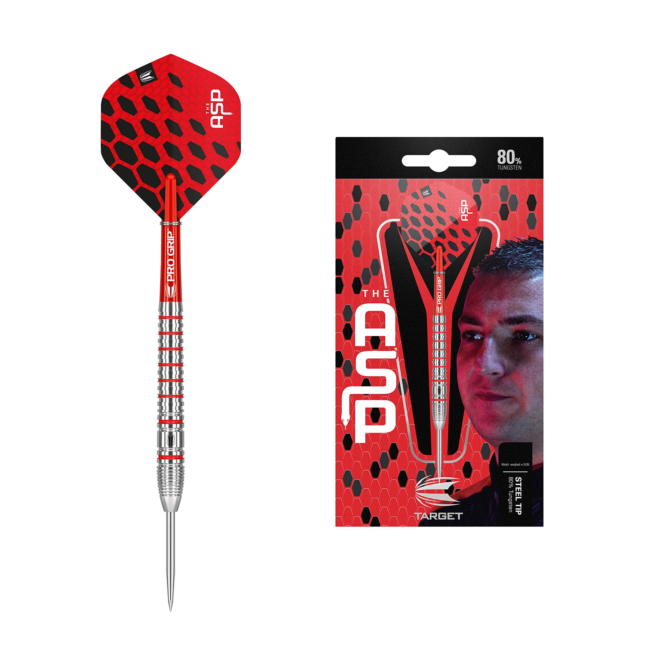 TARGET Darts Nathan Aspinall 80% Tungsten Steel Tip Darts, 22G/24G | Tungsten Dart Set, Player Edition Steel Point Darts, Steel Tip Dart Set, Professional Darts Set