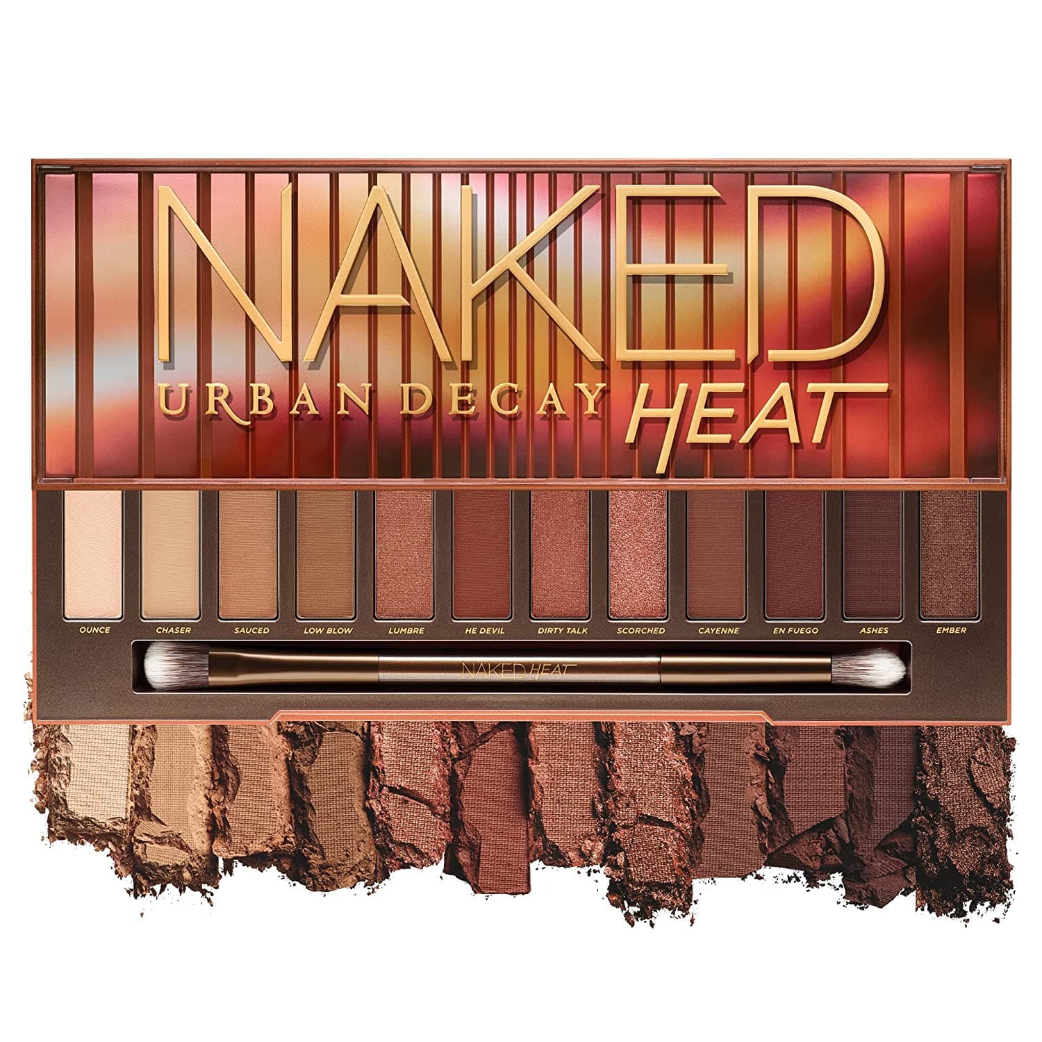 URBAN DECAY Naked Heat, Warm Brown Neutral Eyeshadow Palette, Matte, Metallic, Shimmer Finish, 12 Amber-hued Red & Orange Eye Shadows, Versatile Warm Shades, Vegan, Cruelty-free
