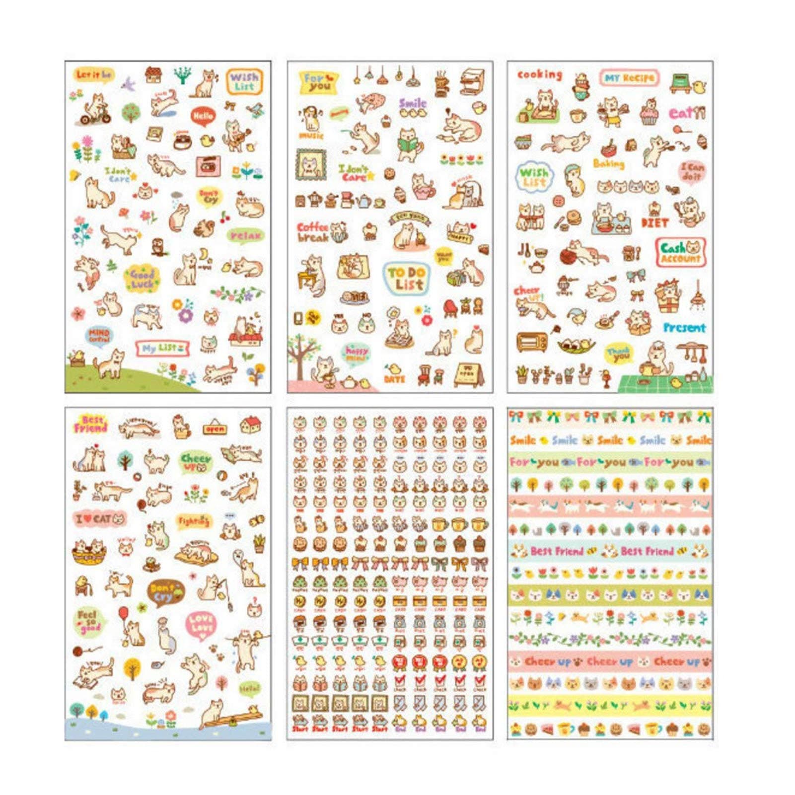36 Sheet Monthly Planner Stickers Cute Cat Transparent Calendar Diary Book Sticker Holiday Calendar Sticker Planner Accessories Daily Journal Decals Calendar Journaling Stickers