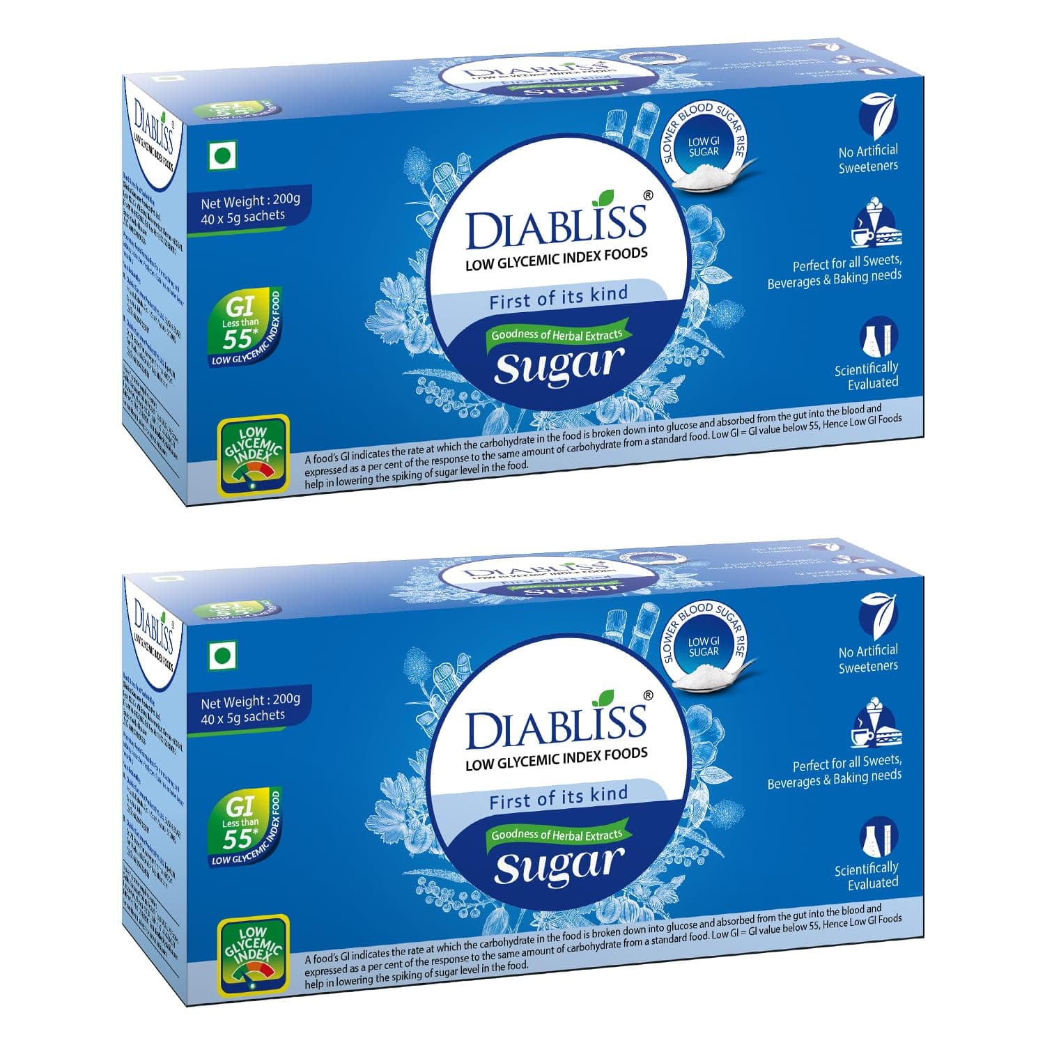 Low GI Herbal Sugar – Trusted Worldwide | 17-Herb Fortified for a Naturally Sweet Taste | No Artificial Sweeteners | Healthy Choice for Everyone in the Family | No Aftertaste | 5 Gms Sachet - 400 Gms (40x5g Pack of 2)