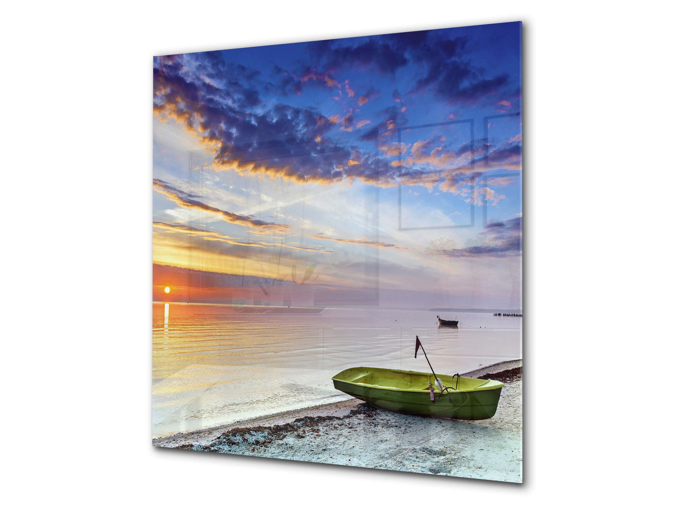 Glass kitchen backsplash – Tempered Glass splashback – Photo backsplash BS20 Seawater Series: Pier Boat West