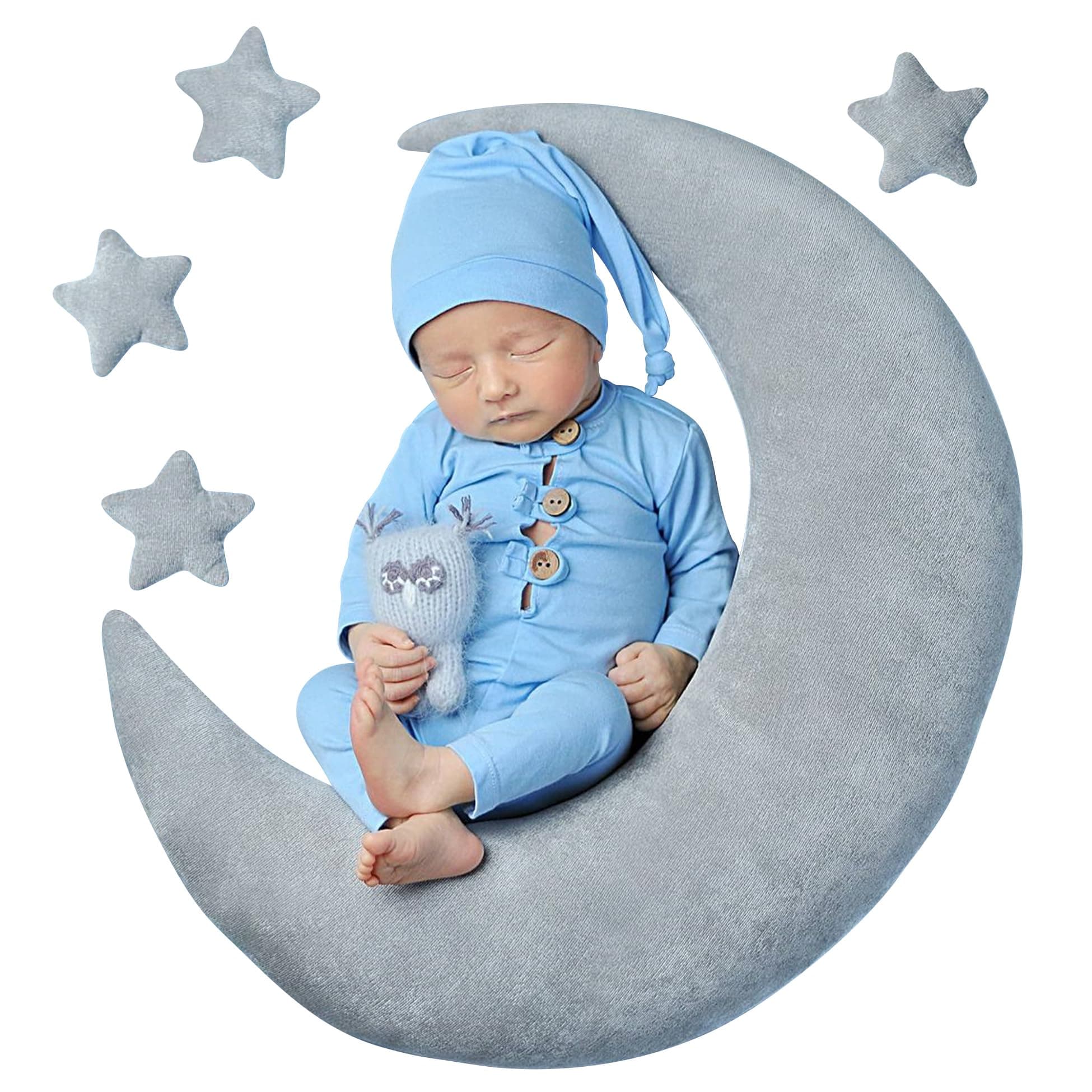 IGMaryBox Baby Moon Star Pillow Infant Posing Pillow Newborn Photography Prop Newborn Photography Posing Pillows Grey