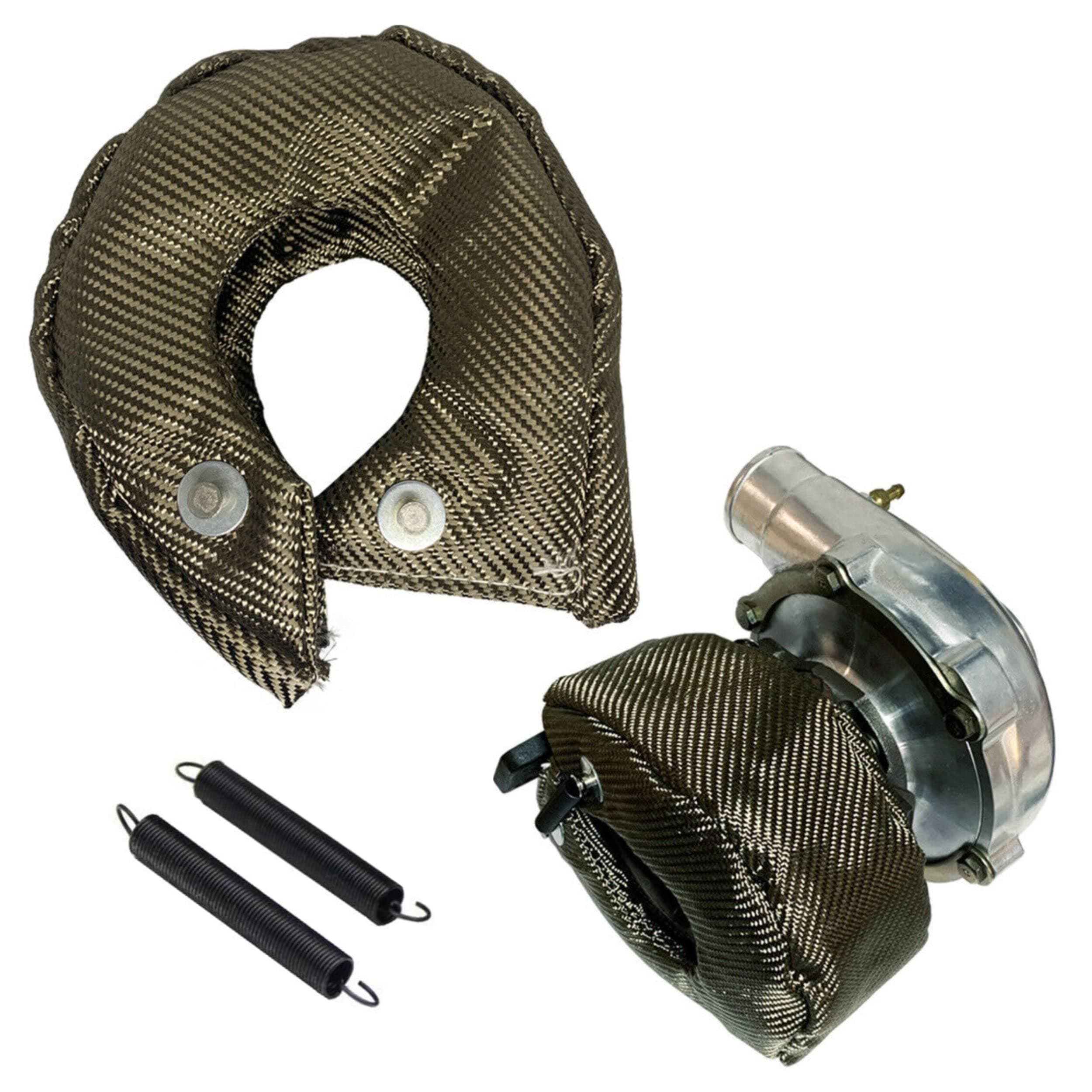 Titanium Turbo Blanket FireShield T6 Titanium Turbo Blanket T6 Cover Turbocharger Heat Shield Cover for T6 GT55 GT40 HX52 HT60 T88 with Locking Springs