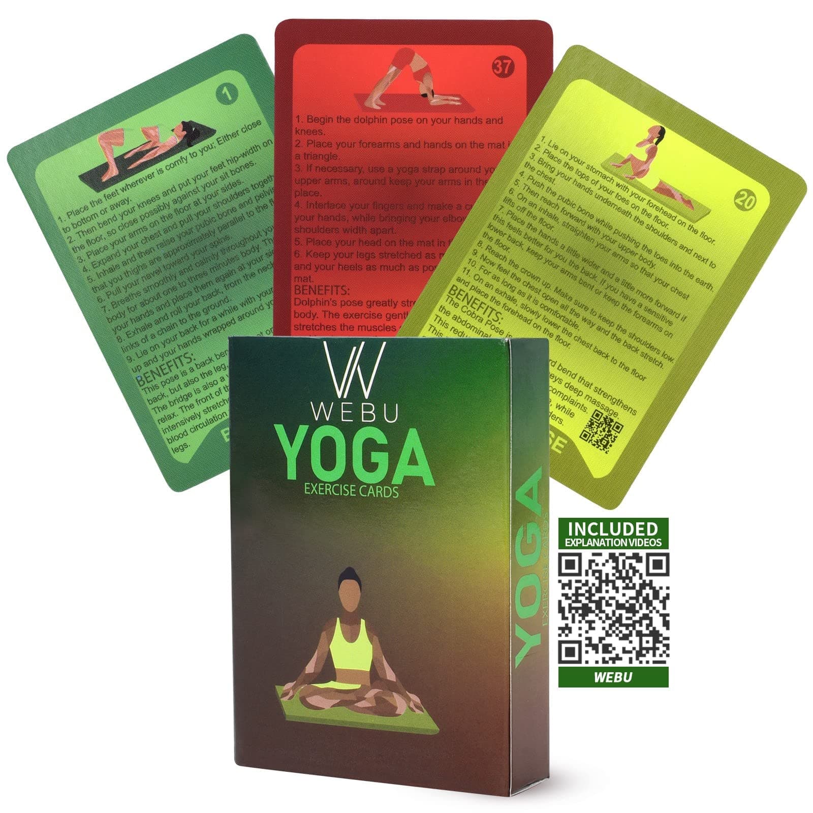 Yoga Cards Deck - Yoga Sequence Cards with 51 Yoga Poses & Free Instructional Video Clips | Portable, Easy to Read Yoga Pose Cards for Yoga Lovers