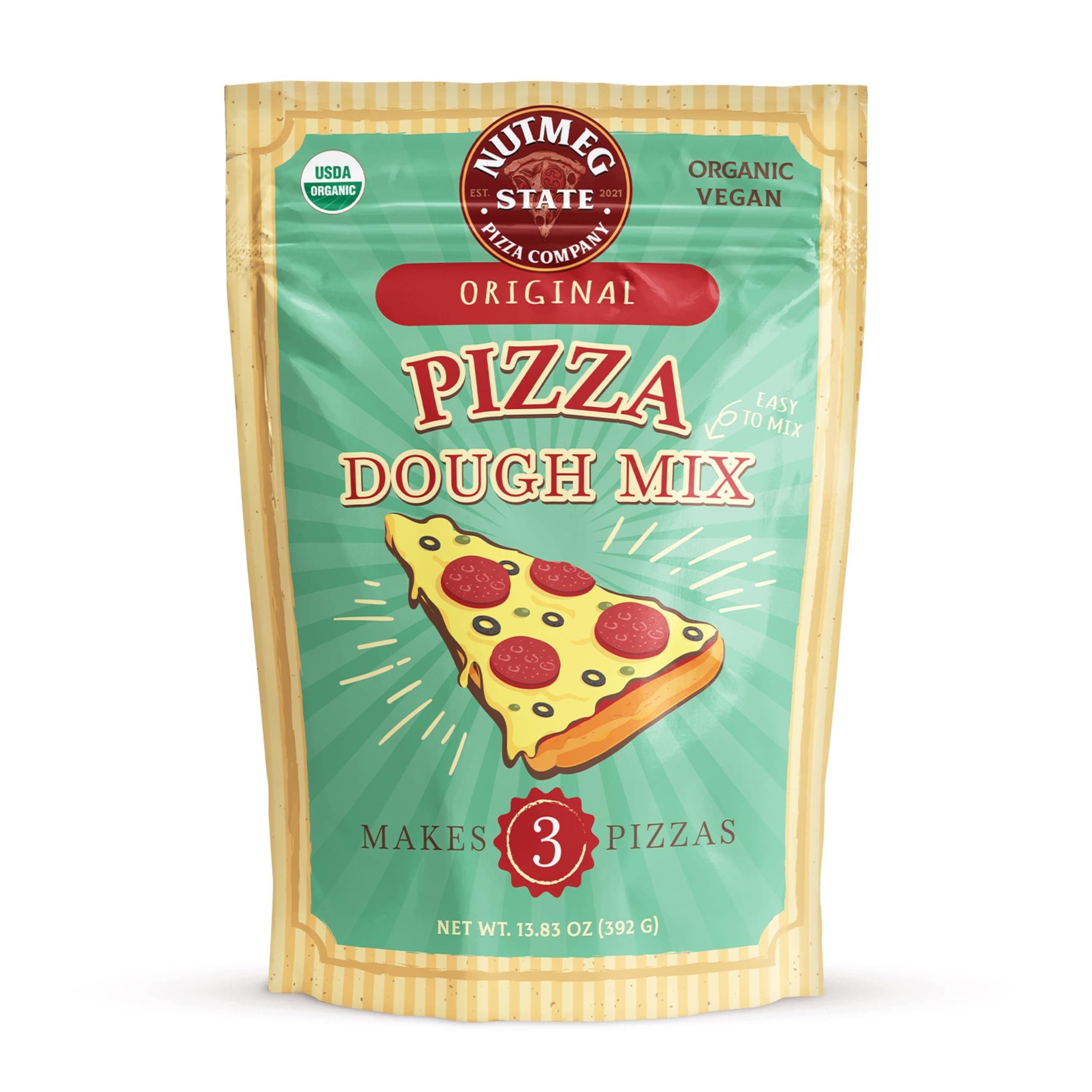 Nutmeg State Pizza Company Organic Pizza Dough Mix - Makes 3 Crusts for Homemade Pizzas