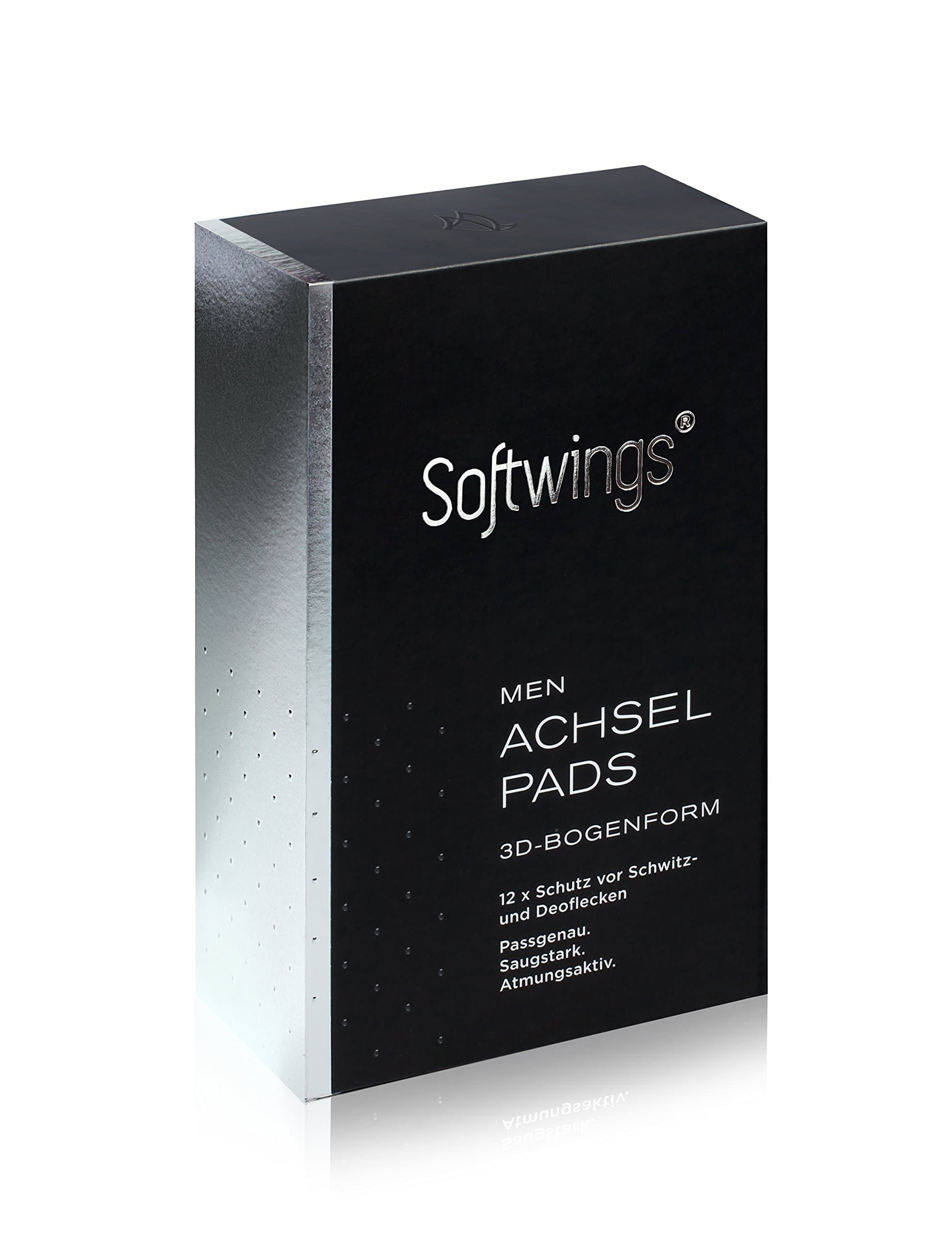 Softwings underarm sweat pads / dress shields for Men 12 pieces, velvety, perfect fit