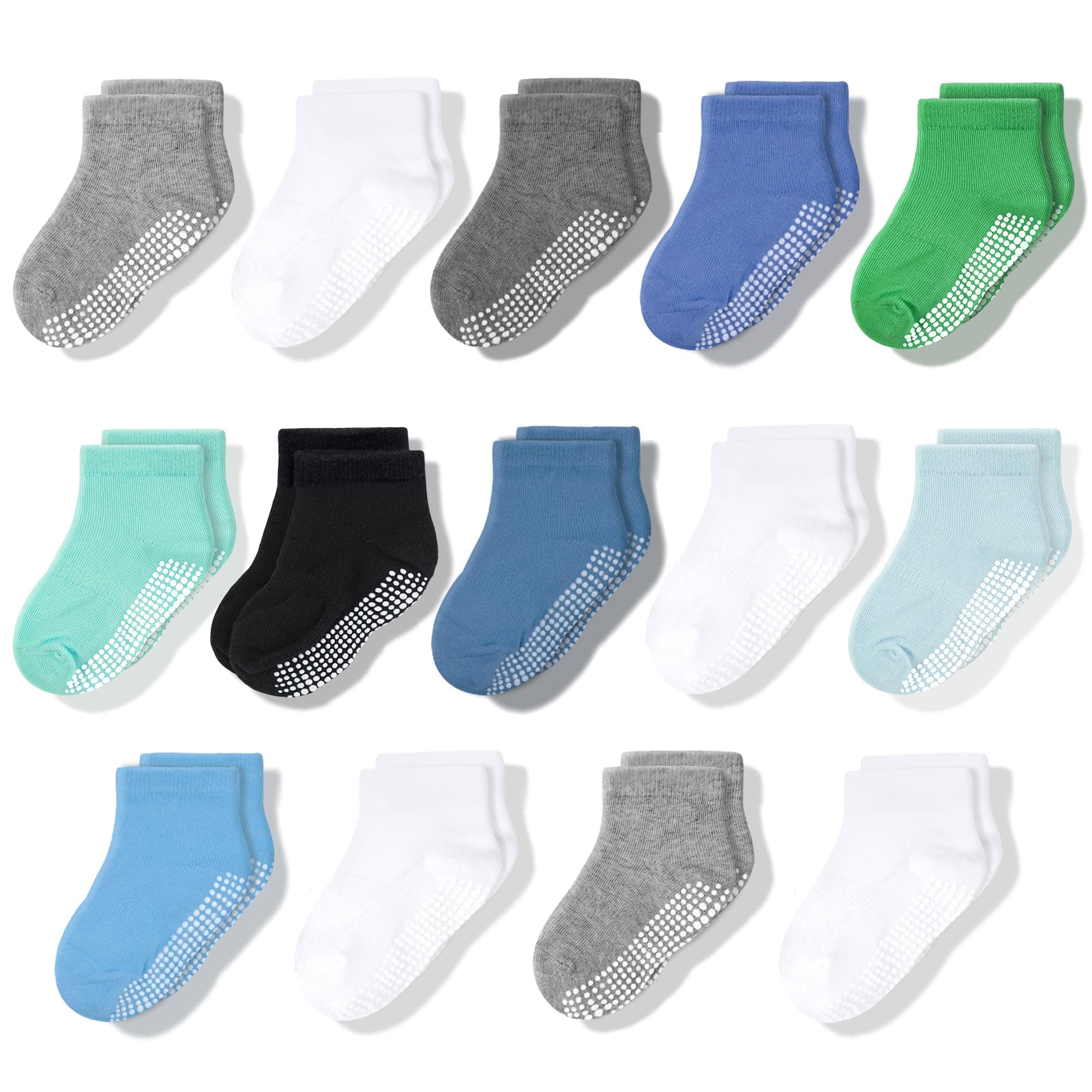 Baby & Toddler Socks With Grippers Non Slip Low Cut Grip Socks for Girls and Boys Soft Comfy Cotton 14 Pack