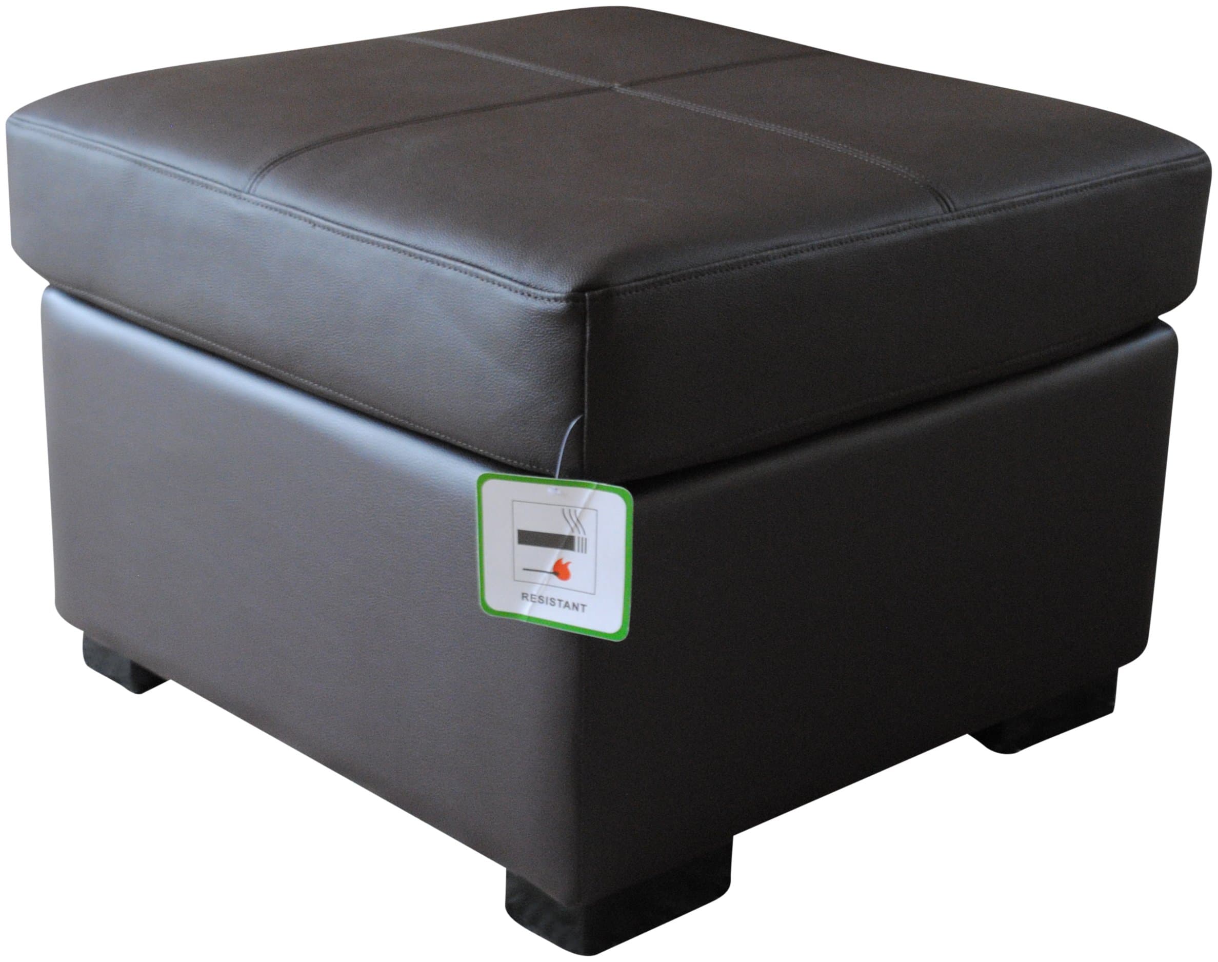Real Genuine Leather Footstool Pouffe (Dark Brown)