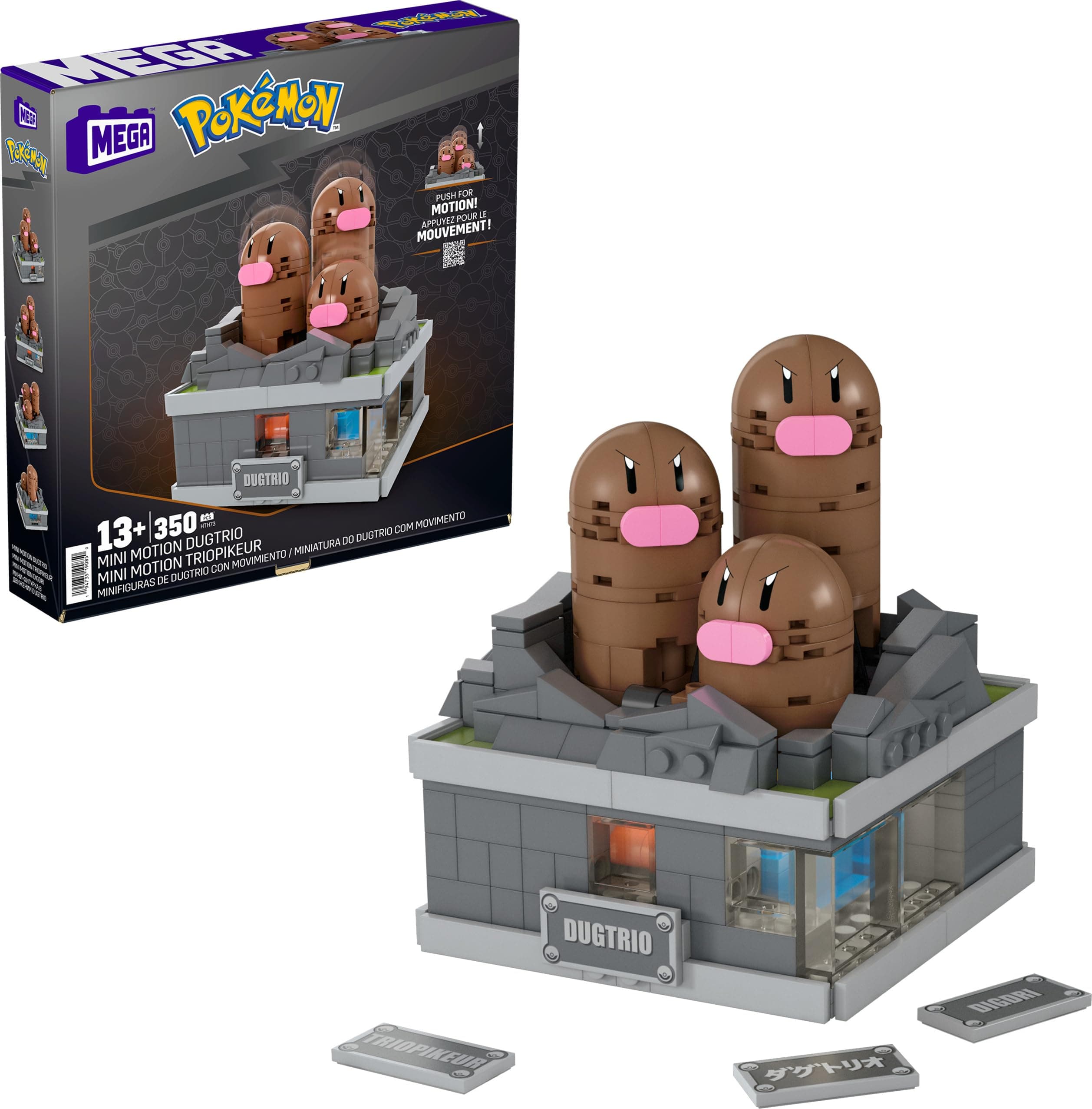 MEGA Pokemon Dugtrio Mini in Motion 350 Building Blocks Toy for Collectors 13+ Years Old (Mattel HTH73)