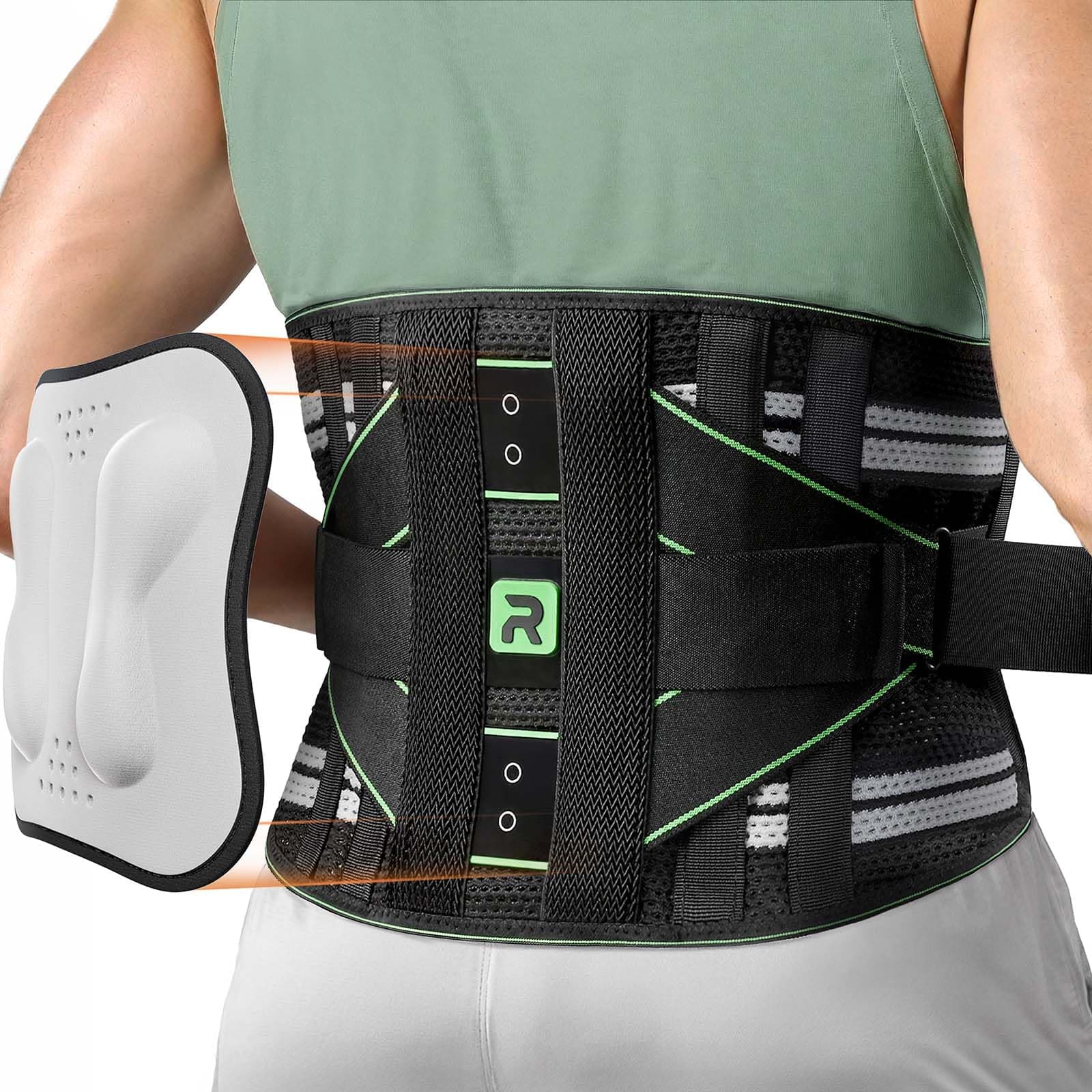 Back Support Belt for Men Women, 8x Lumbar Support with 3D Pad, Breathable Back Brace for Lower Back Pain Relief, Herniated Disc, Sciatica (Green, M)