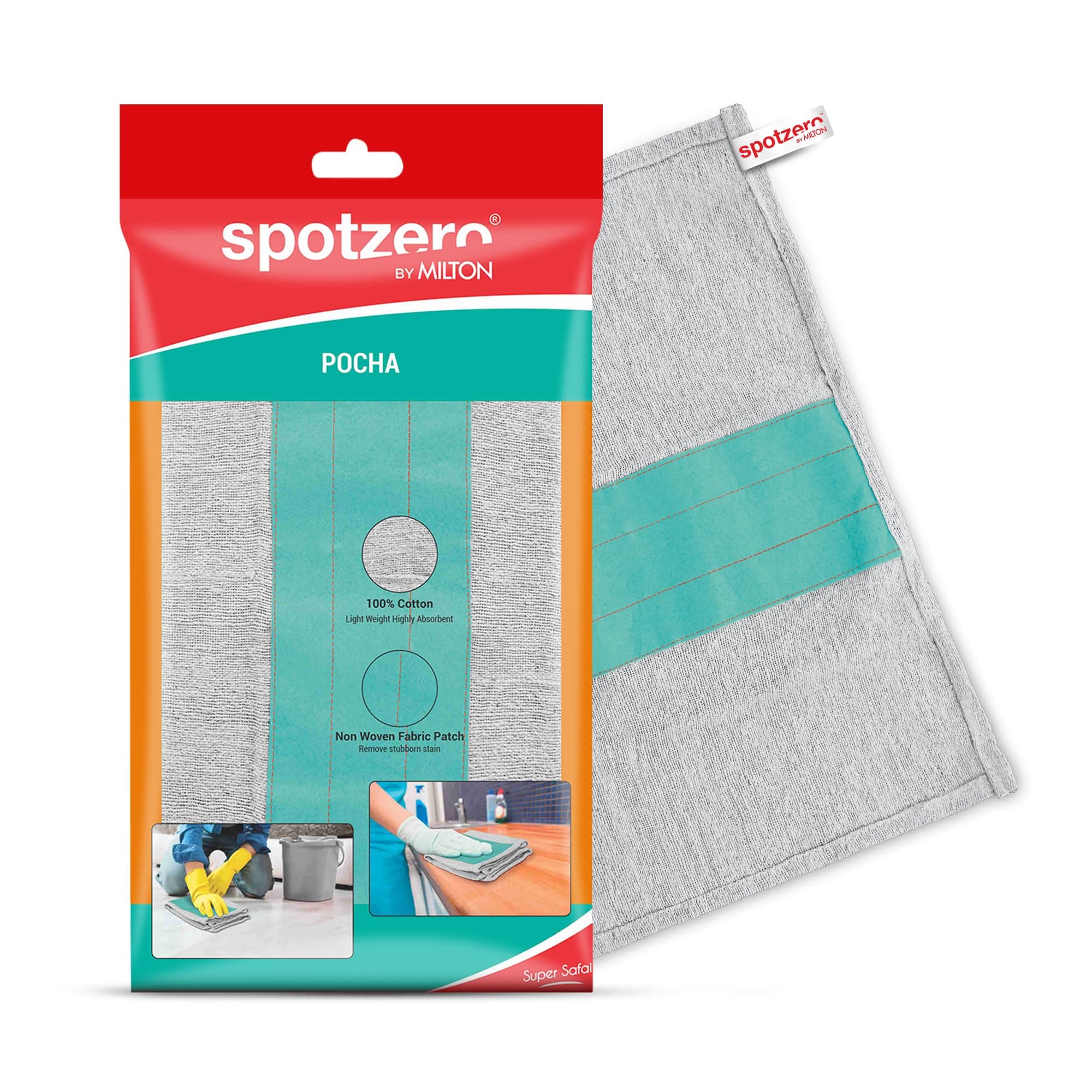 Spotzero By Milton Cloth Pocha (Aqua Green, Grey, Cotton)