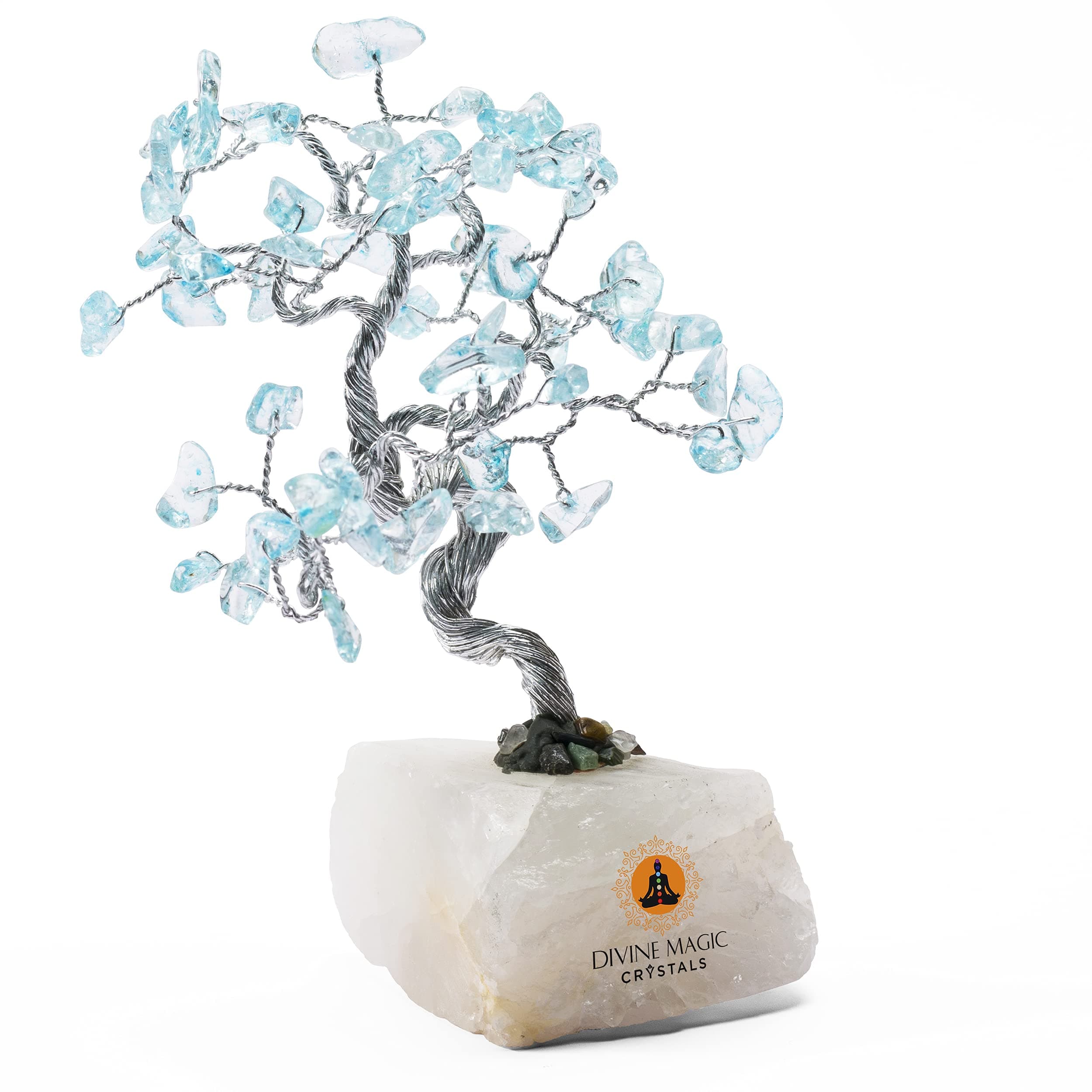 Blue Topaz Crystal Good Luck Money Tree Abundance Gifts for Anniversary Wealth Healing Crystal Tree of Life Feng Shui Good Fortune Items for Home Office