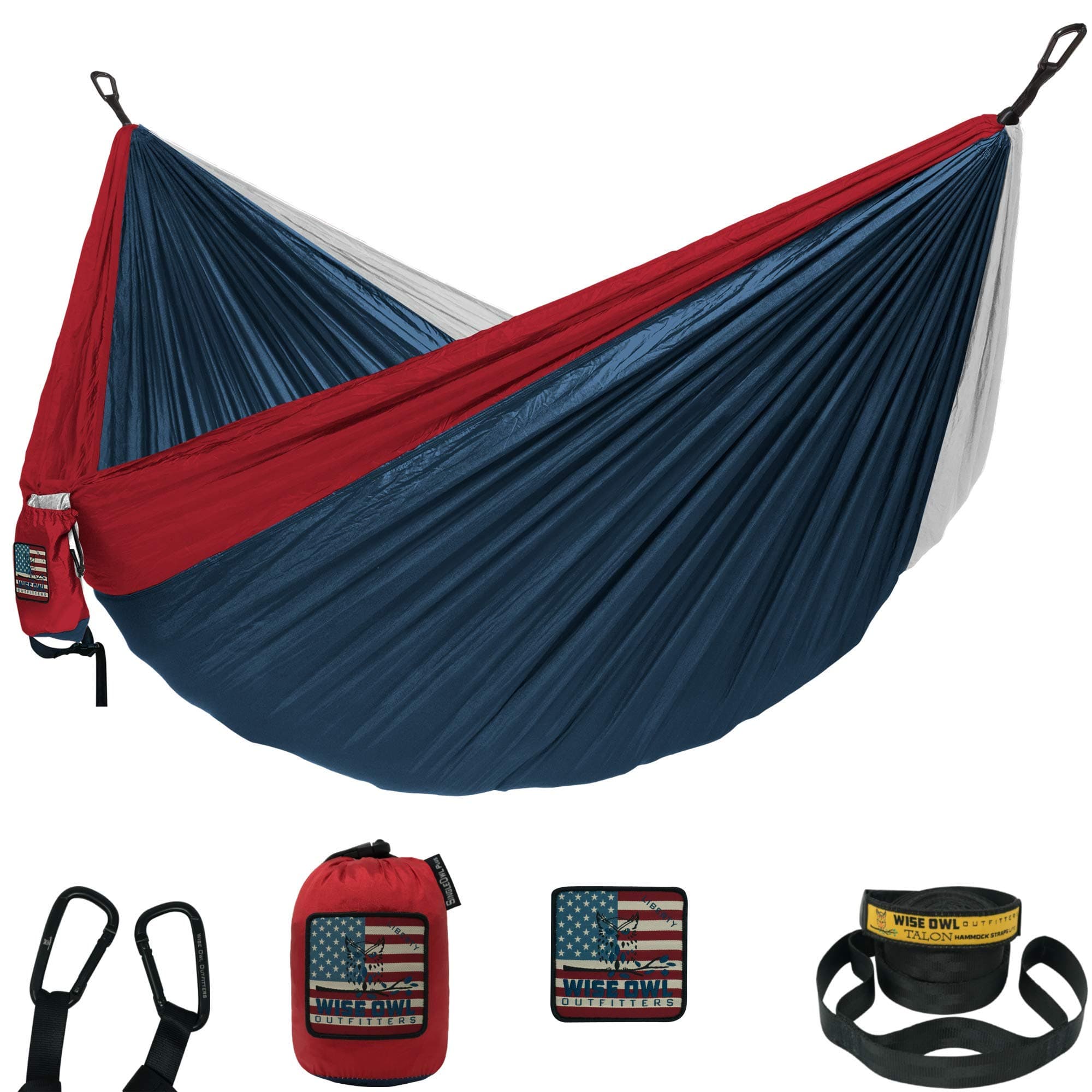 Wise Owl Outfitters Camping Hammock – 500lbs Portable Hammock with Tree Straps - Travel, Backpacking, Hiking, Outdoors Camping Gear - Double
