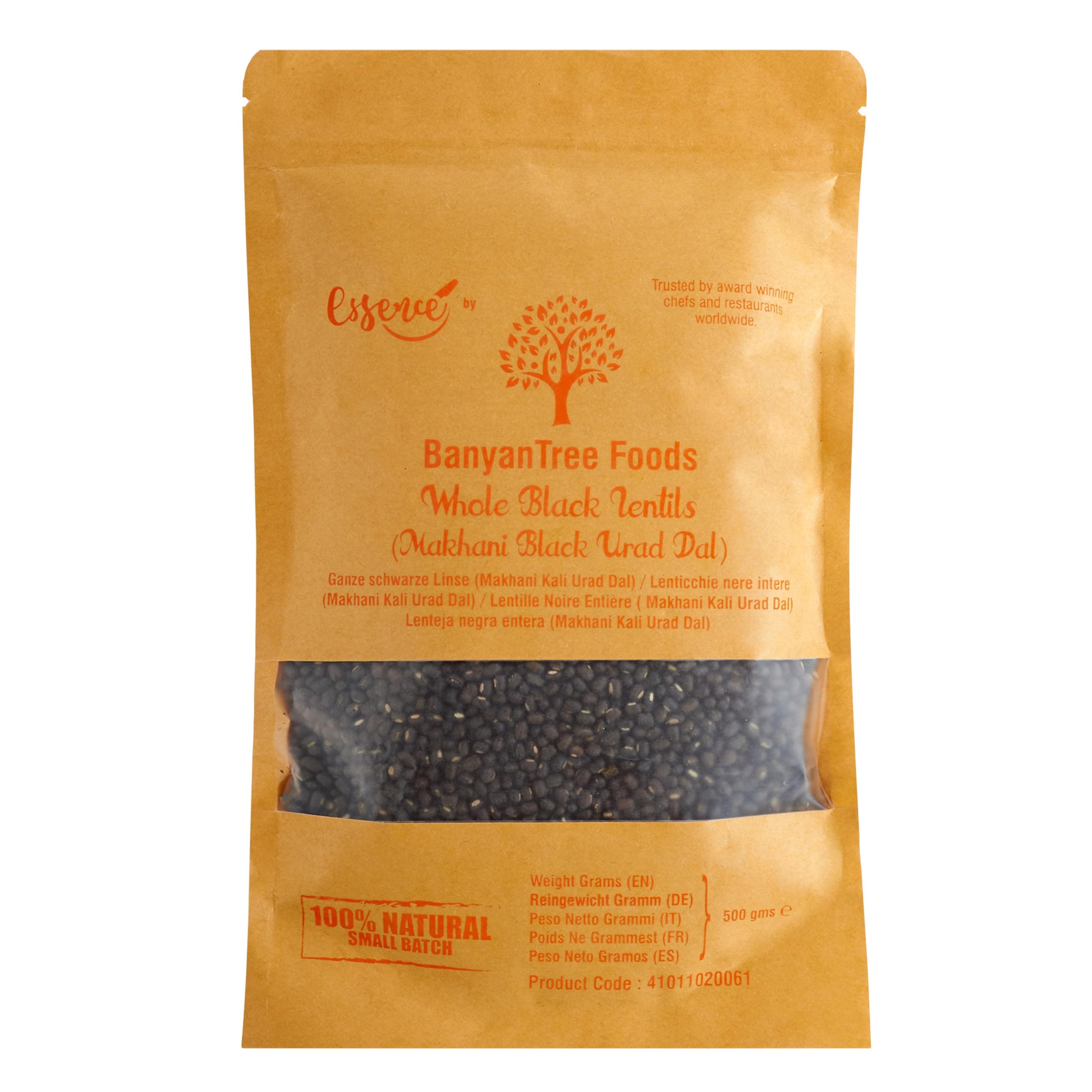 BanyanTree Foods Pure Black Lentils (Makhani Black Urad Dal), 500g~All Natural, Indian Origin | Unpolished