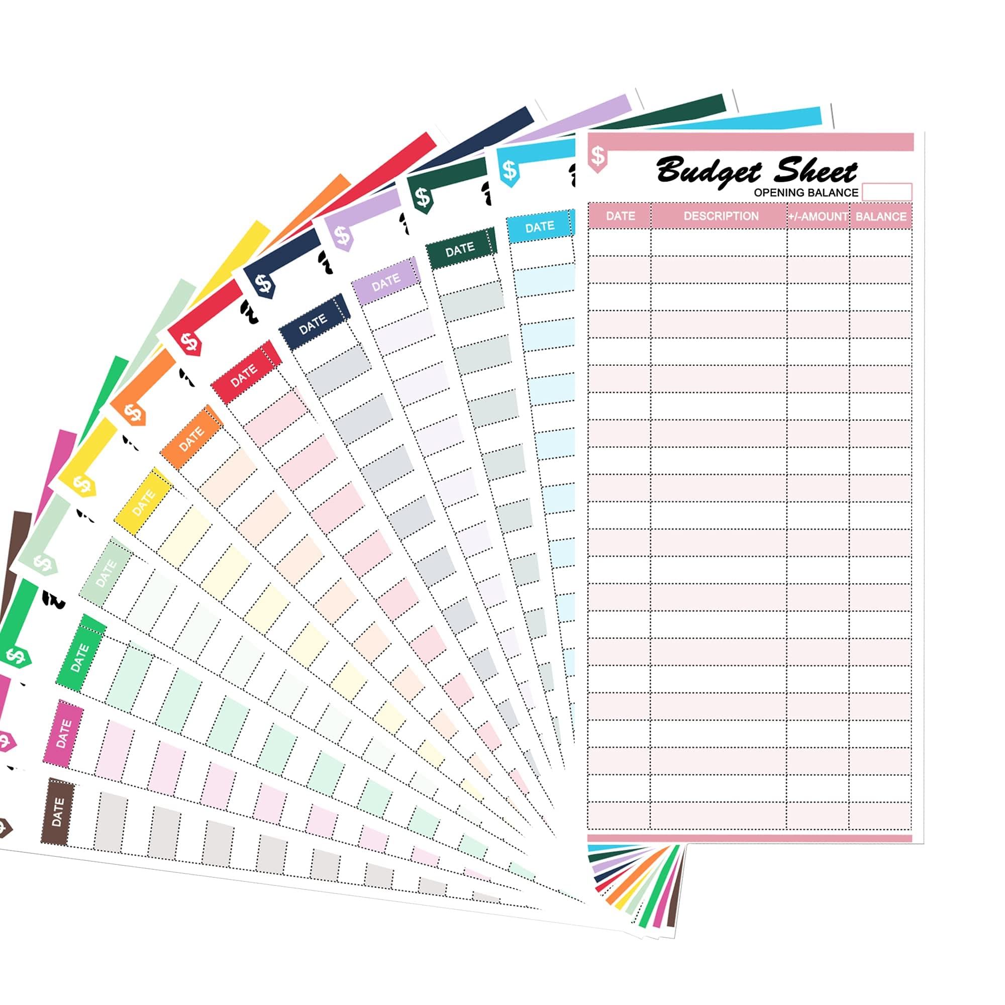 Homtable 120 Pieces Expense Tracker Budget Sheets Money Trackers for Cash Budget Binder Envelopes Inserts and Budget Planner(6.42 x 3.15 inches) (Multicolored)