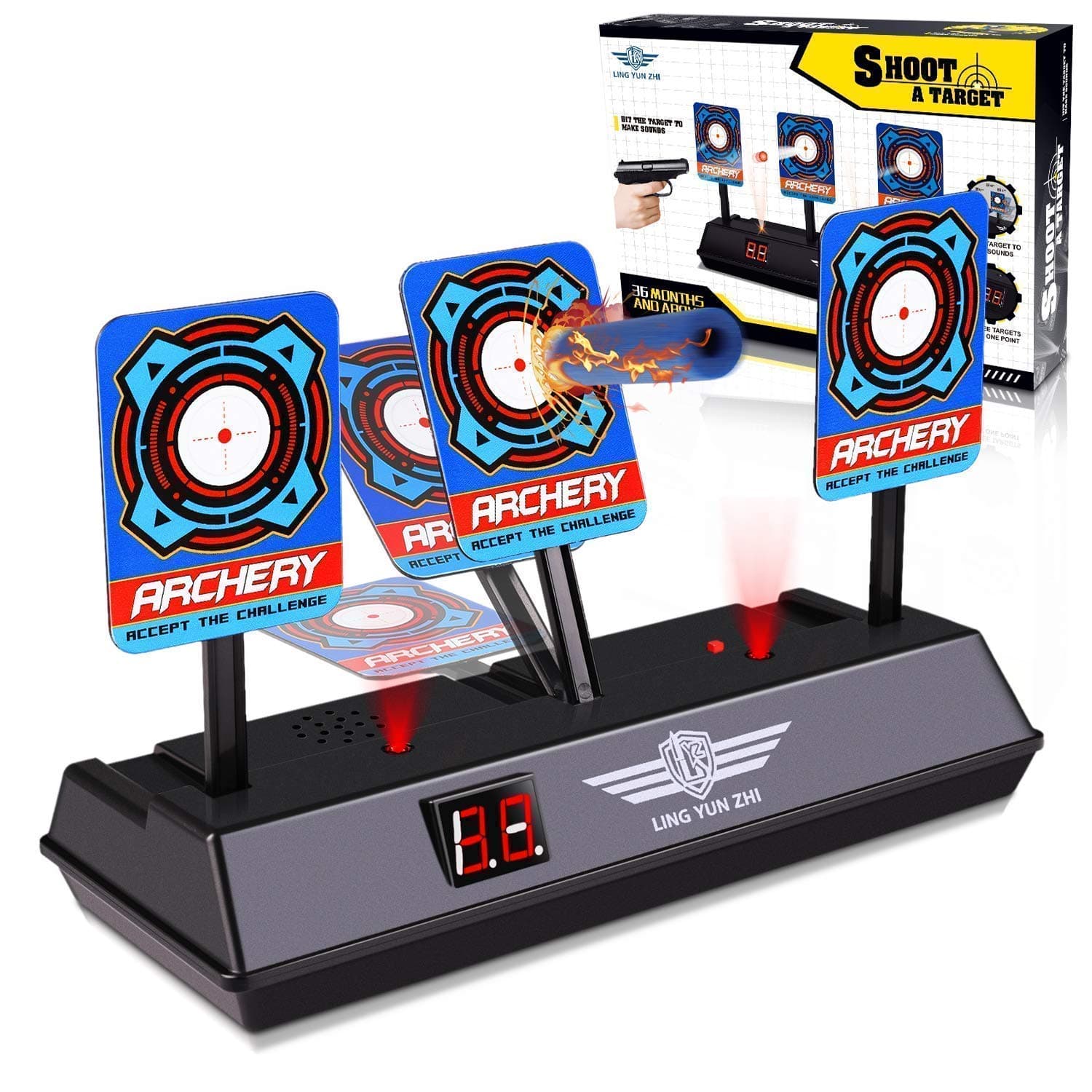 Kqpoinw Target, Gun Target Digital Auto-Reset Shooting Target Gun Target Intelligent Light Sound Effect for Kids (Stationary Targets)