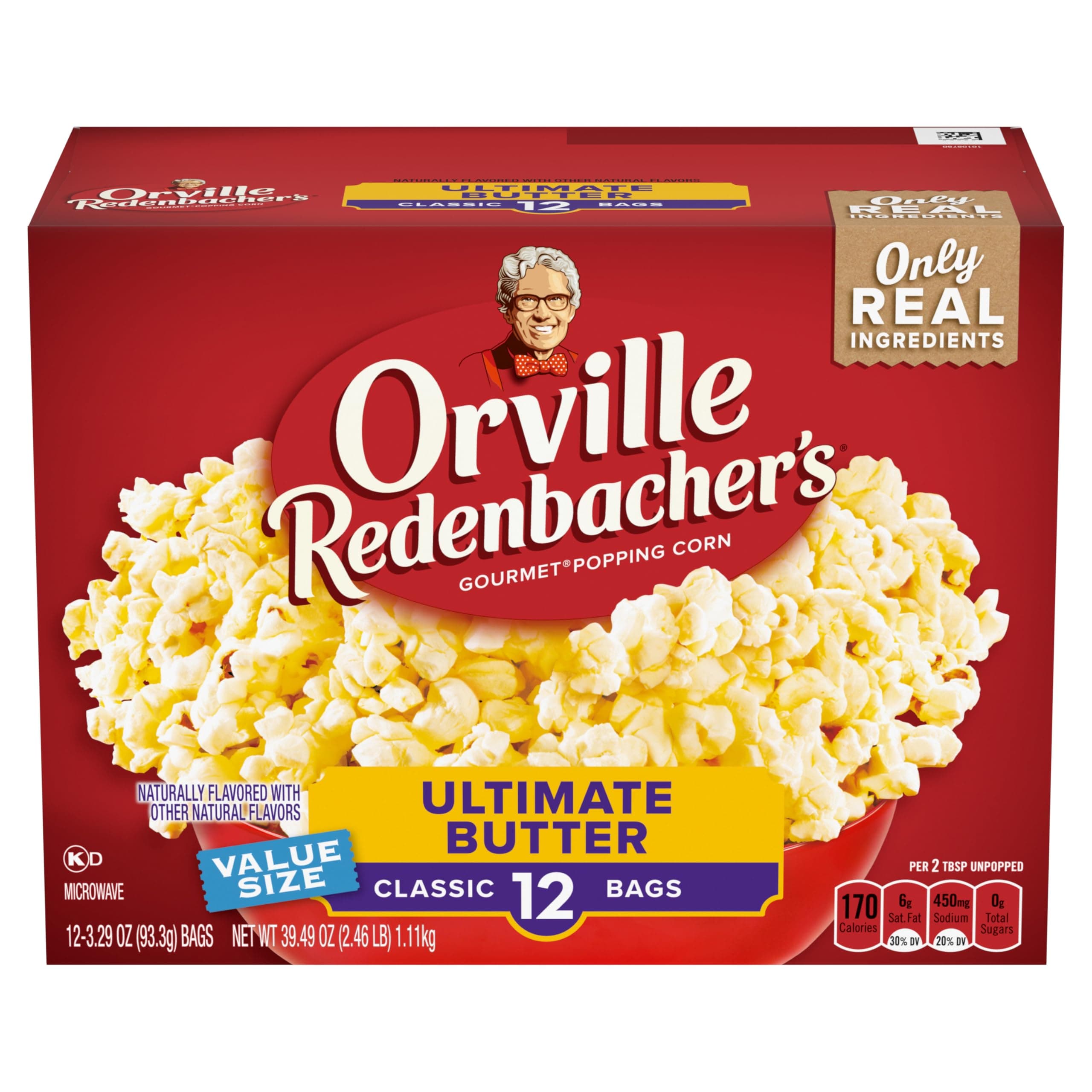 Orville Redenbacher’s Microwave Popcorn Value Size, Ultimate Butter Flavor, 3.29 oz., 12-Count