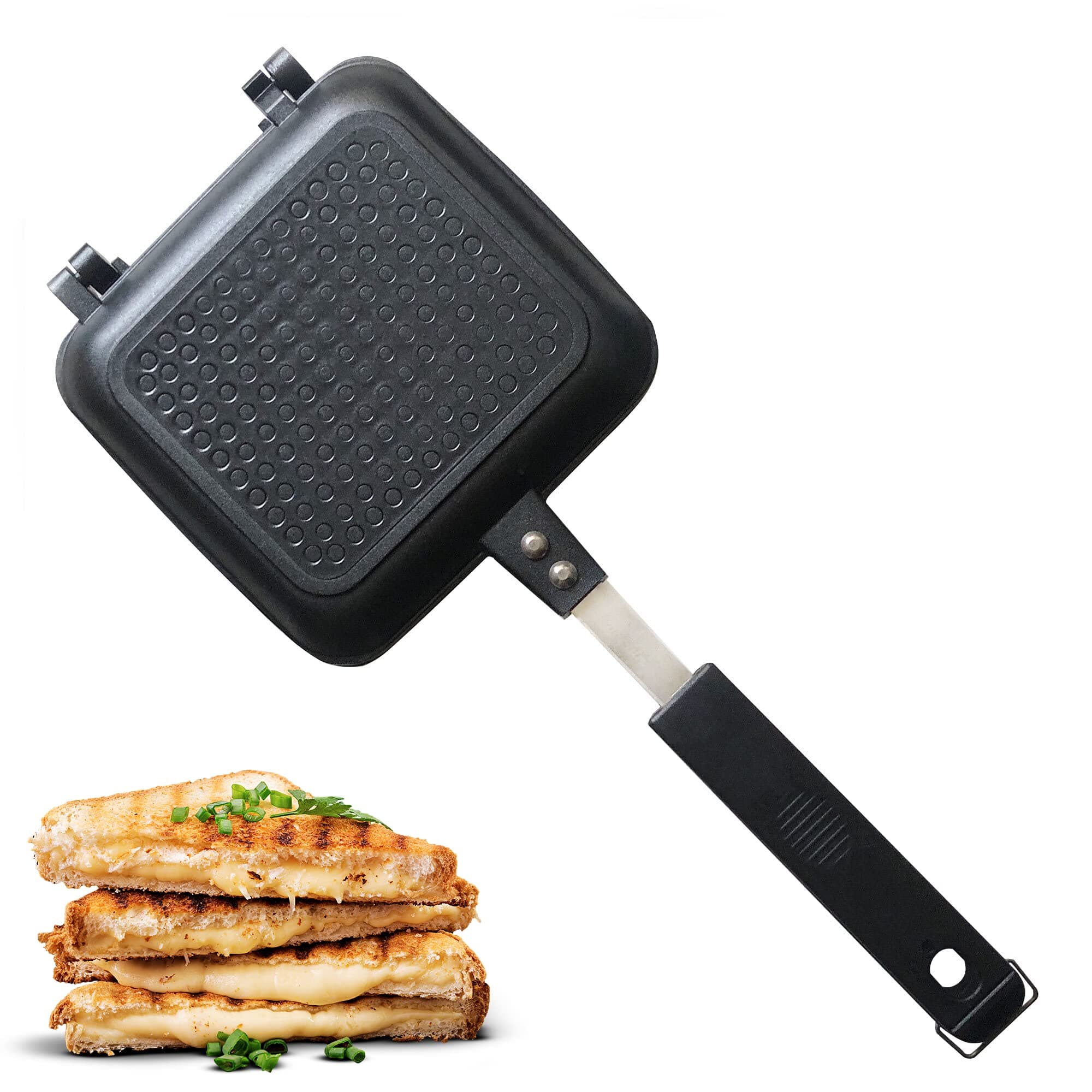 Jean-Patrique JP0705_FBA Stovetop Toastie Maker & Toasted Sandwich Maker | Non-Stick Coating and Heat-Resistant Handles. Suitable for Outdoor use with no Electricity Required |Black