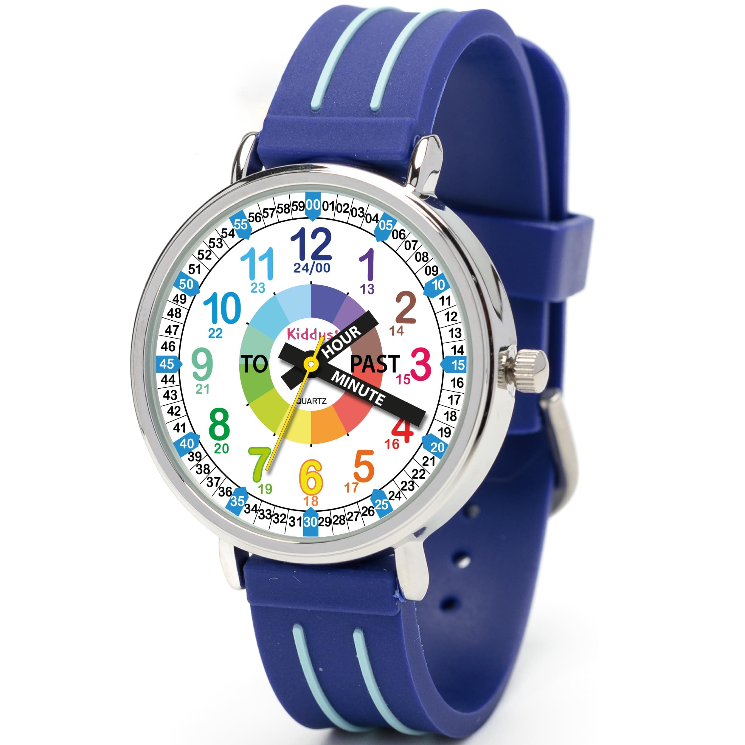 Watches Boy and Girl Kids Ages 6-12 Analog Time Teacher with Exercises. Japanese Quartz Movement. Easy to Read and Learn Time. Girls Watches Ages 5-10