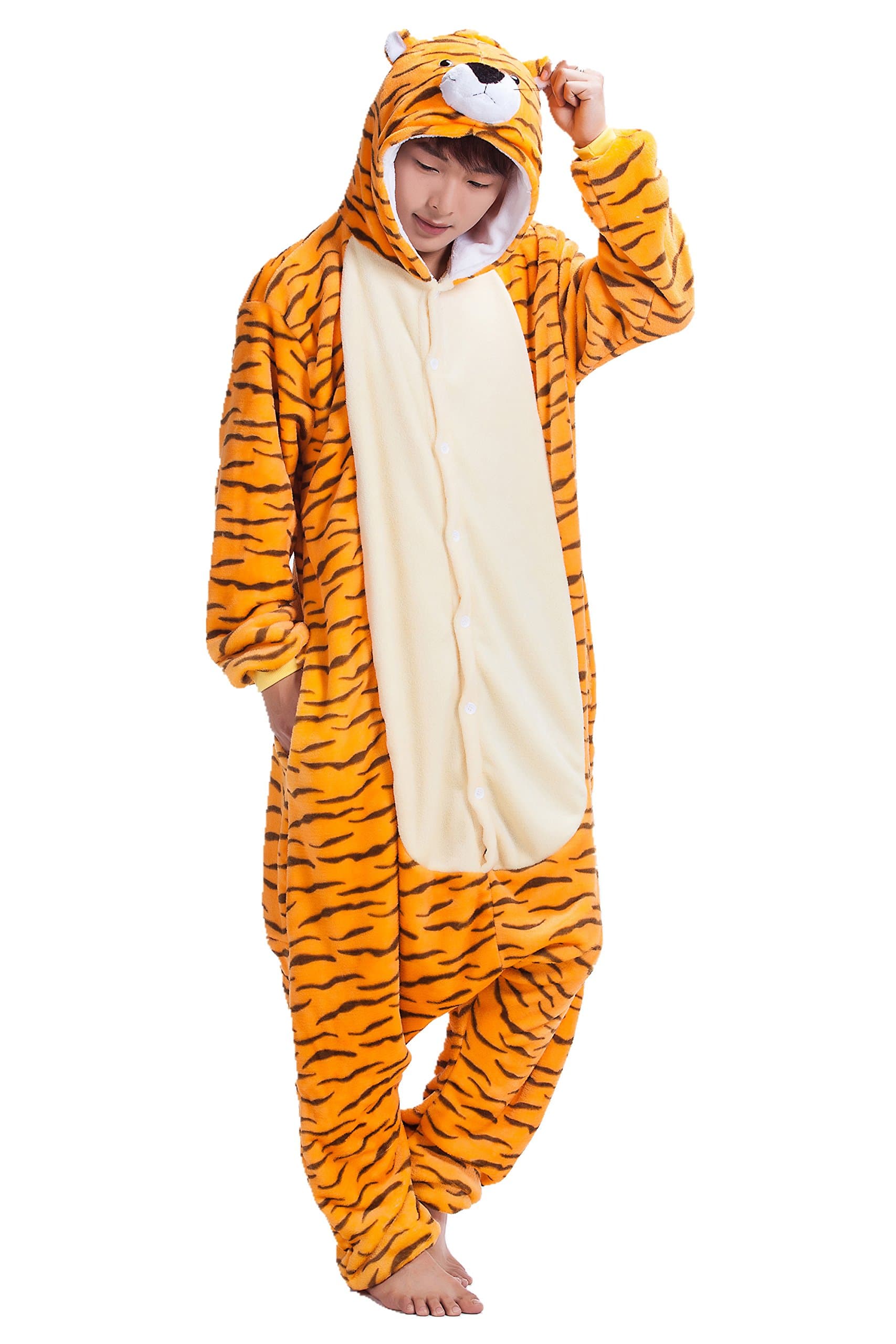 JJEUWEAdult Tiger Suit Pajamas Kigurumi Hoodie Jumpsuit Playsuit