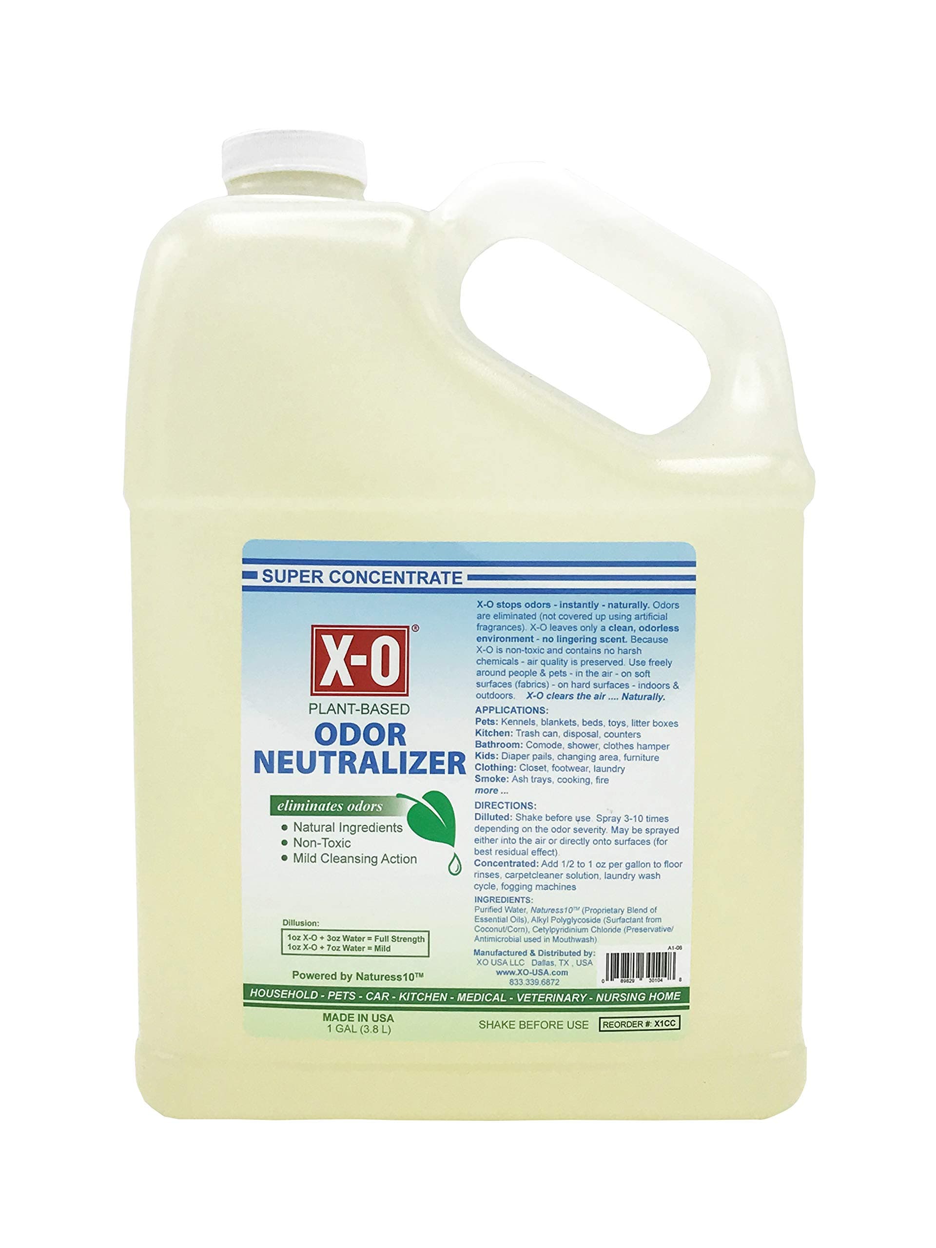 X-O Odor Neutralizer Cleaner SUPER CONCENTRATE - Natural, Plant-Based Odor Eliminator Deodorizer, 1 Gallon