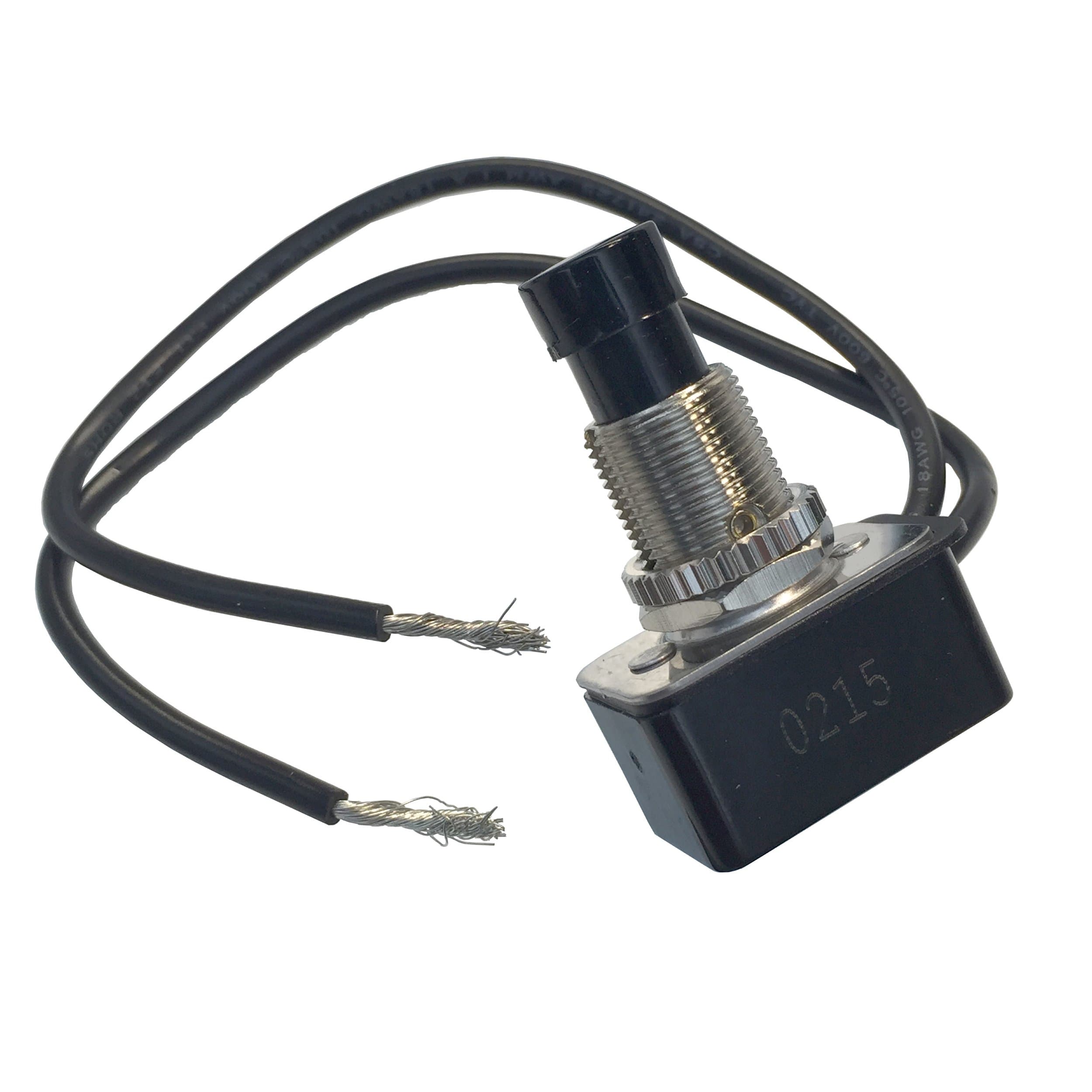 Gardner Bender GSW-21 Electrical Motor Rated Push-Button Switch, SPST, Push ON-Push OFF, 10 A/125V AC, 6 inch Wire Terminal , Black