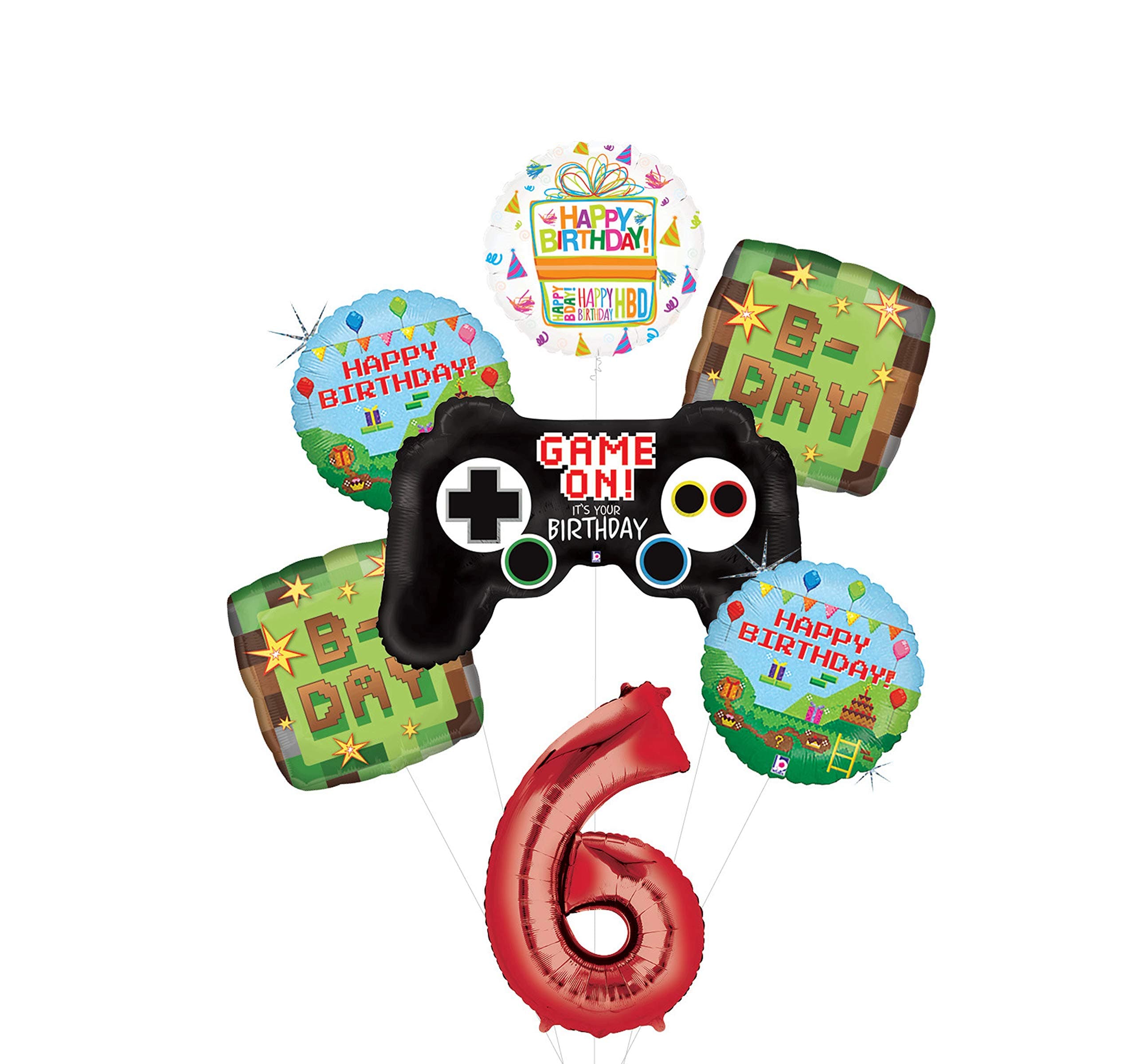 Mayflower Video Game 6th Birthday Party Supplies Miner Pixelated TNT Balloon Bouquet Decorations