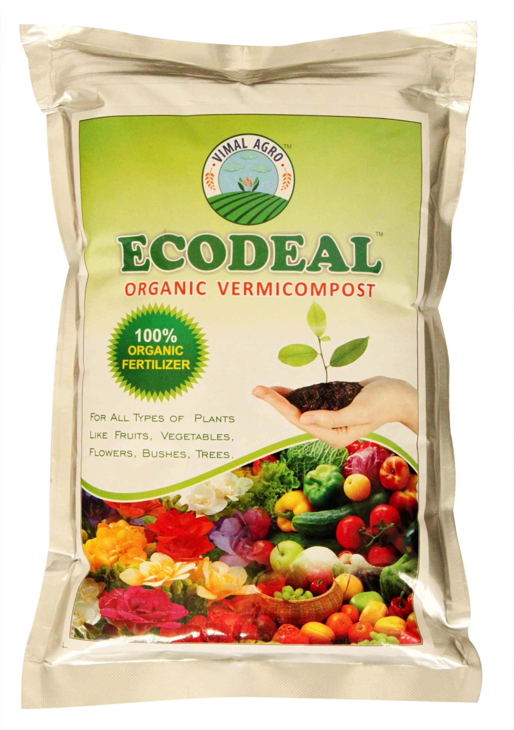 ECODEAL Organic Vermicompost Fertilizer 1Kg - Effective and Complete Plant Food