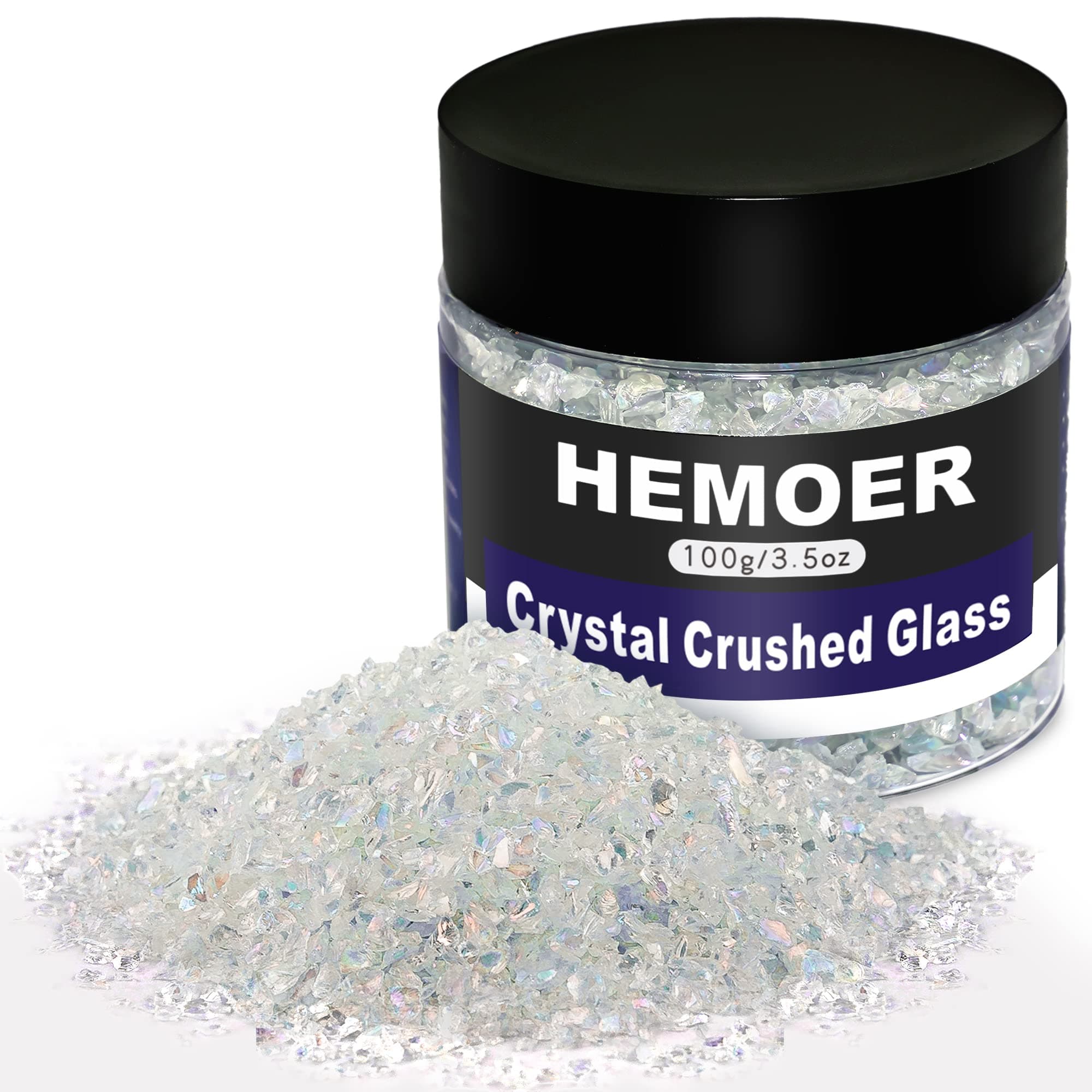 HEMOER 100g Crystal Crushed Glass Glitter for Resin Craft, 2-4mm Irregular Crystal Chips Gravel Gem Stones for Nail, Epoxy Resin, Vase Fillers, DIY Jewelry Making, Phone Case and Home Decor