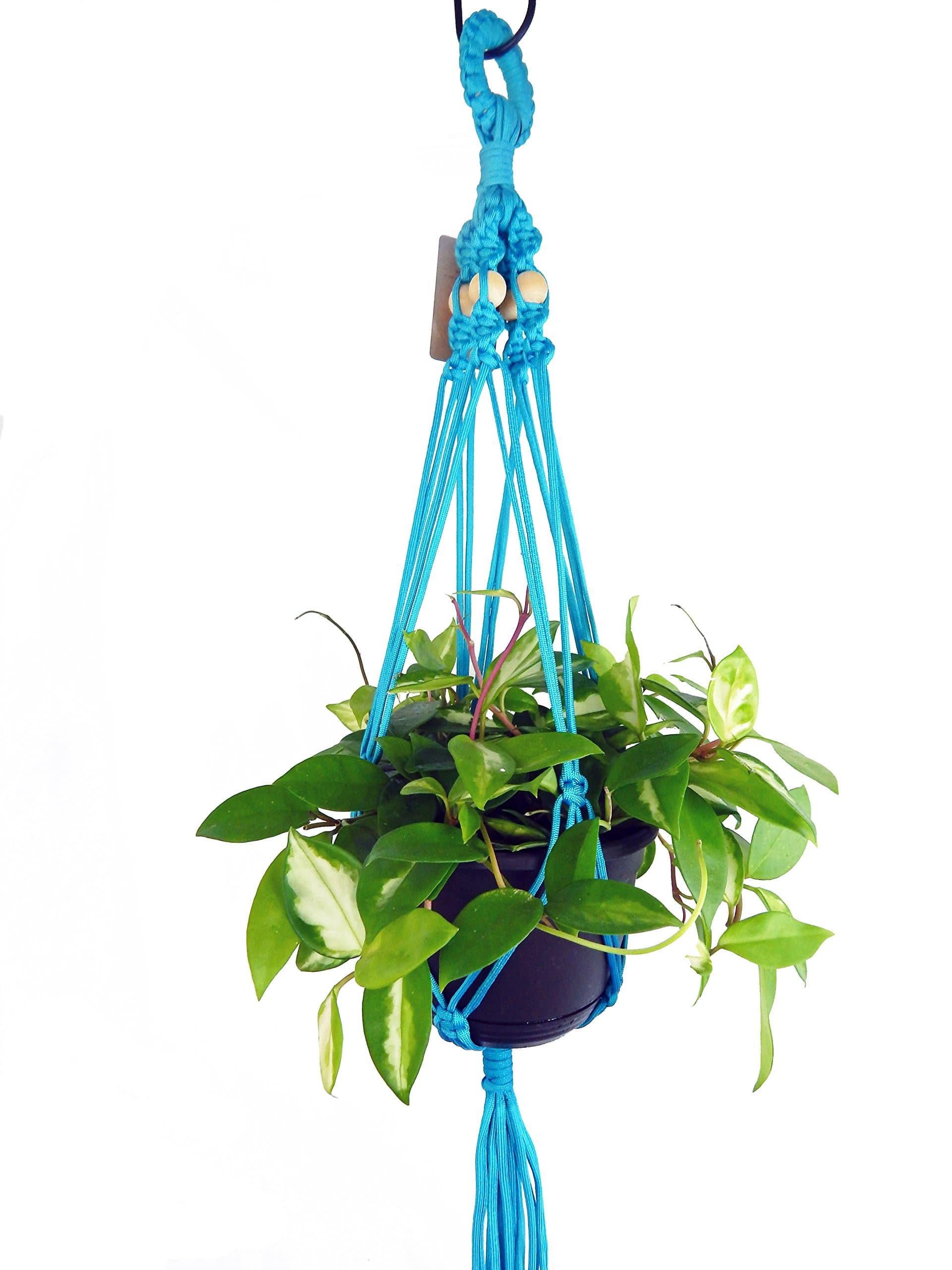 Macrame Plant Hanger 34 inch Long Blue Indoor Outdoor Hanging Planter Plant Holders Flower Basket/Pot NOT Included