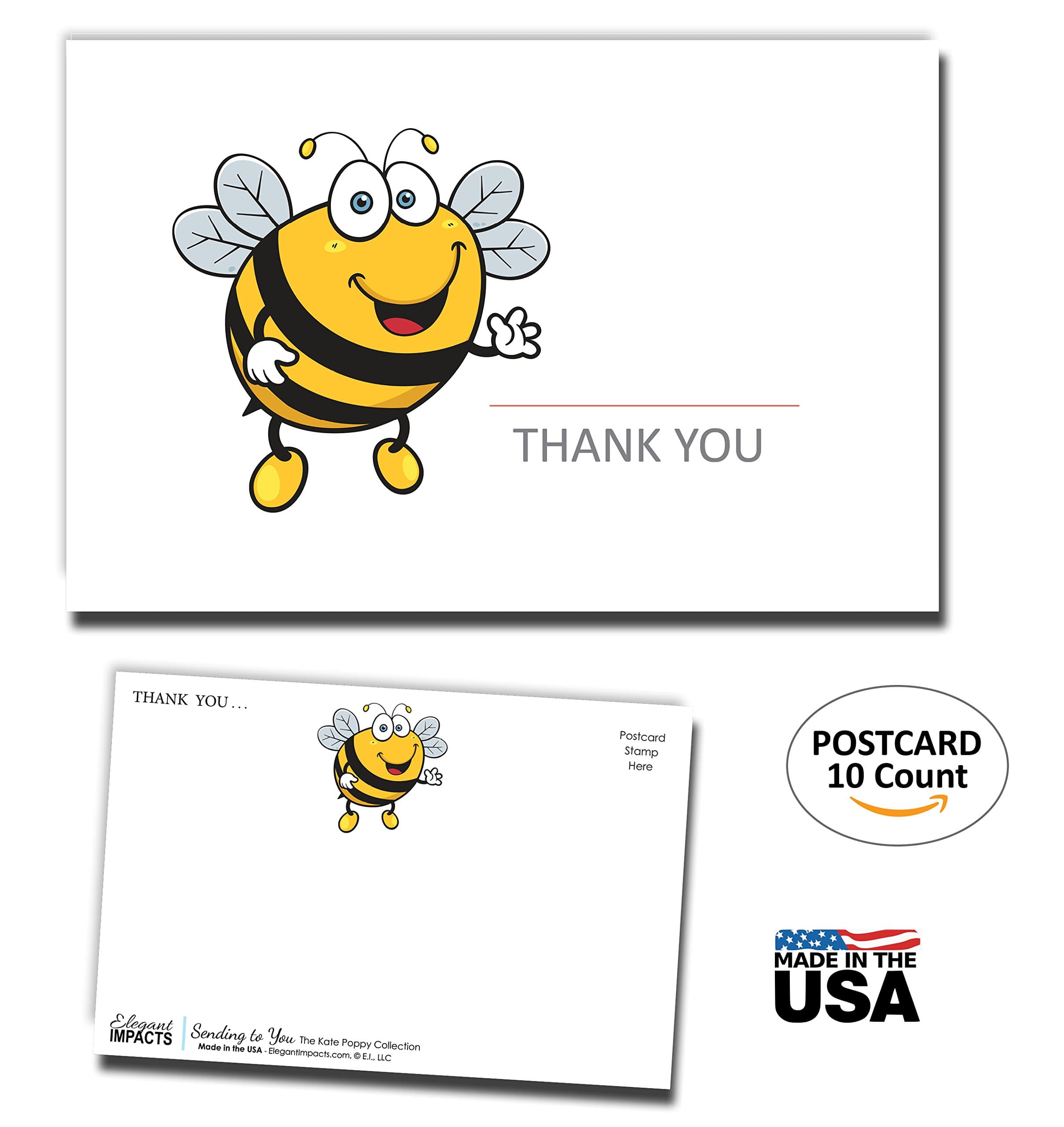 Thank You Postcards 10-Pack - Honey-Bee | Hornet Edition for Schools, Collectors, Honey Makers 4" x 6" by Elegant Impacts