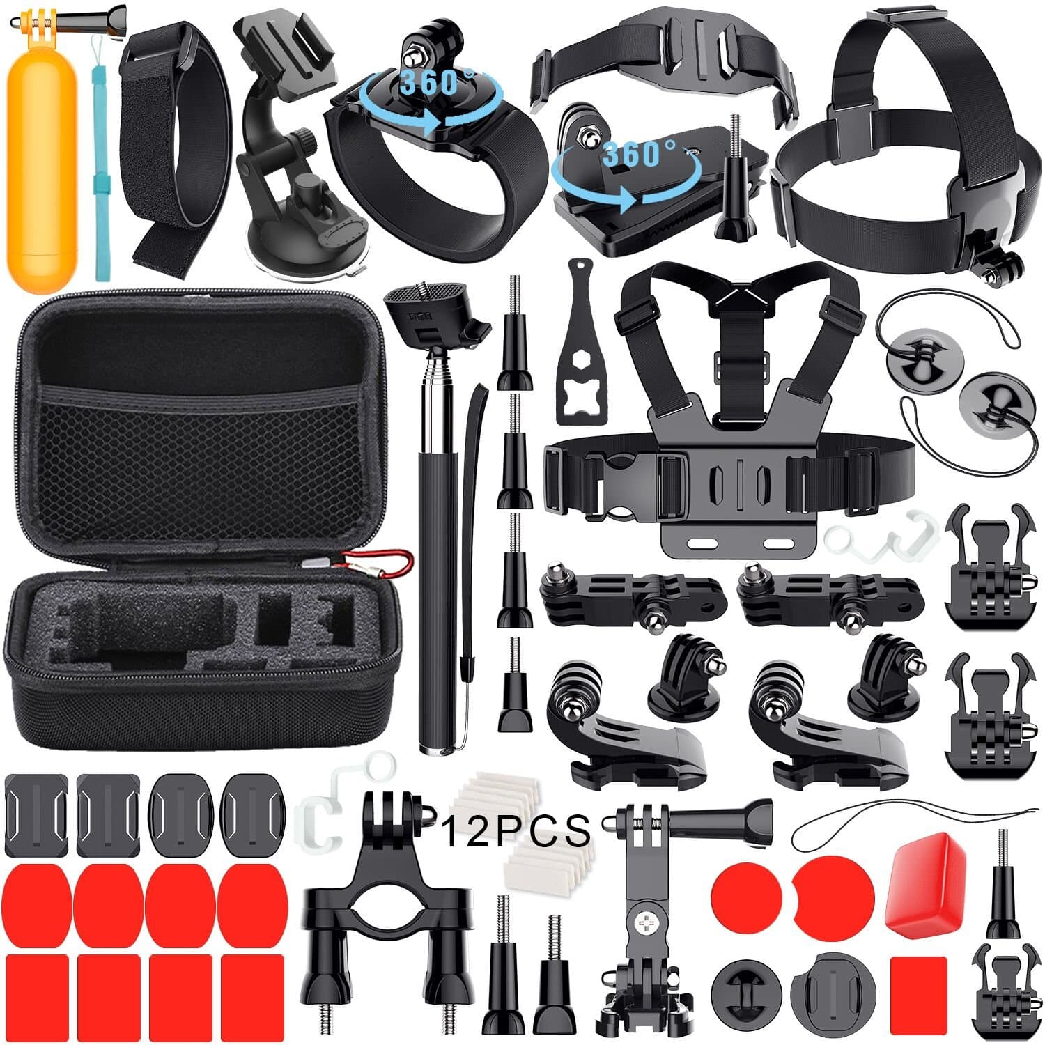 Leknes Accessories for GoPro Hero 5 4 3 GoPro Hero Session, Action Camera Mounts for AKASO EK7000 Apeman A70 APEMAN A80 Xiaomi Yi Rollei QUMOX in Diving Surfing Running Cycling Camping with Case and Essentials Accessories Kits