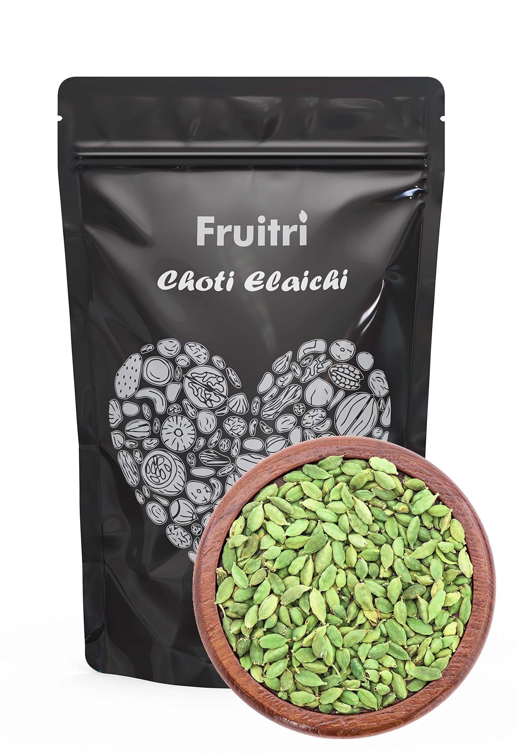 Fruitri Cardamom Whole Green , Choti Elaichi , Sabut Elaichi, 8.5MM - 50g