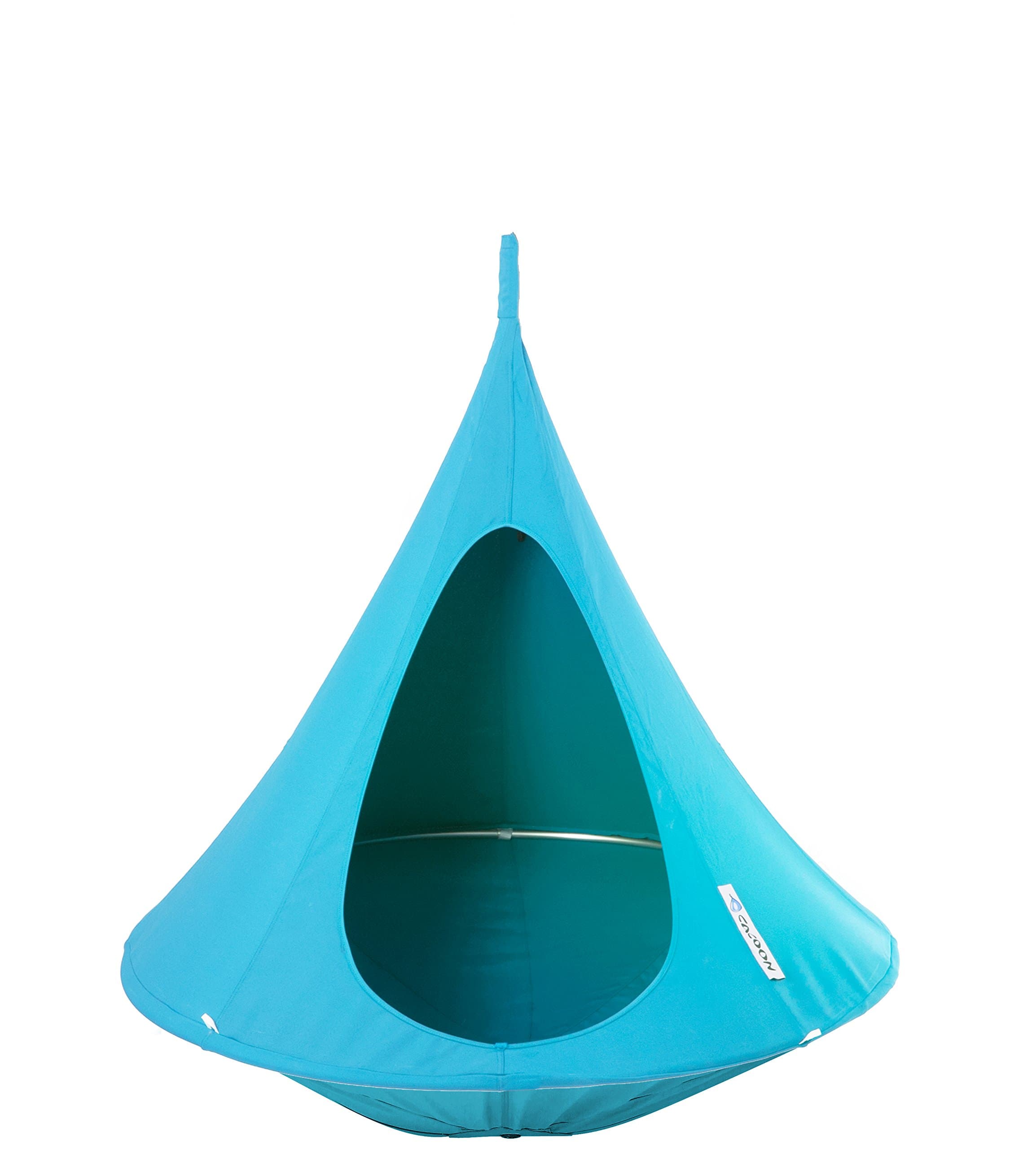 Cacoon Hanging Chair for Kids - Weight Capacity 220Lbs - Outdoor and Indoor Use - Hanging Kit Included - Aluminum Ring for Durability (True Turquoise)
