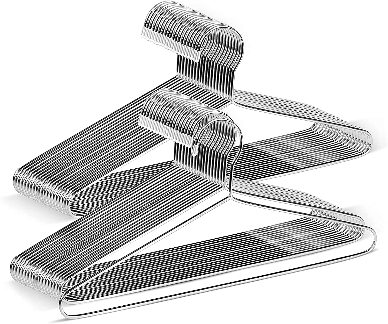 Rockfield Stainless Steel Clothes Hanger,Metal Wire Hangers for Clothes with Non Slip Grooves,Clothes Wire Heavy Duty Steel Cloth Hangers, Space Saving Clothing Hanger 16.5 Inch (12 Pieces)