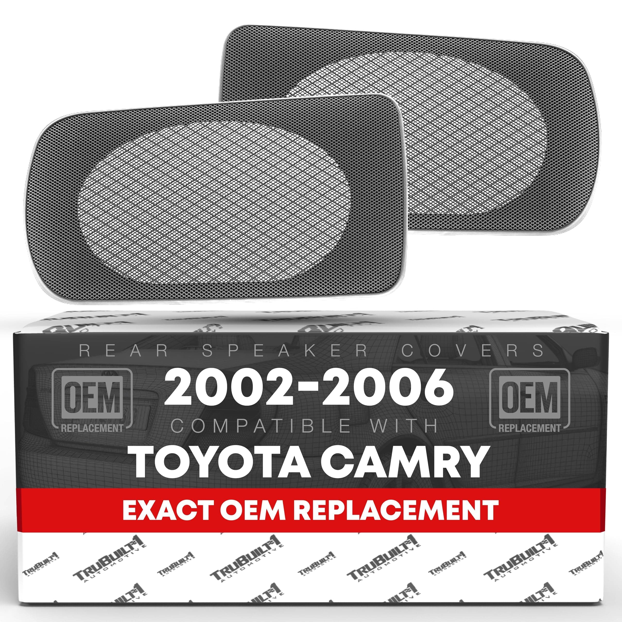 Speaker Grille Replacement Set, Left and Right Side - Compatible with 2002-2006 Toyota Camry - Rear Speaker Grille Cover, Gray - OEM 04007-521AA-B0