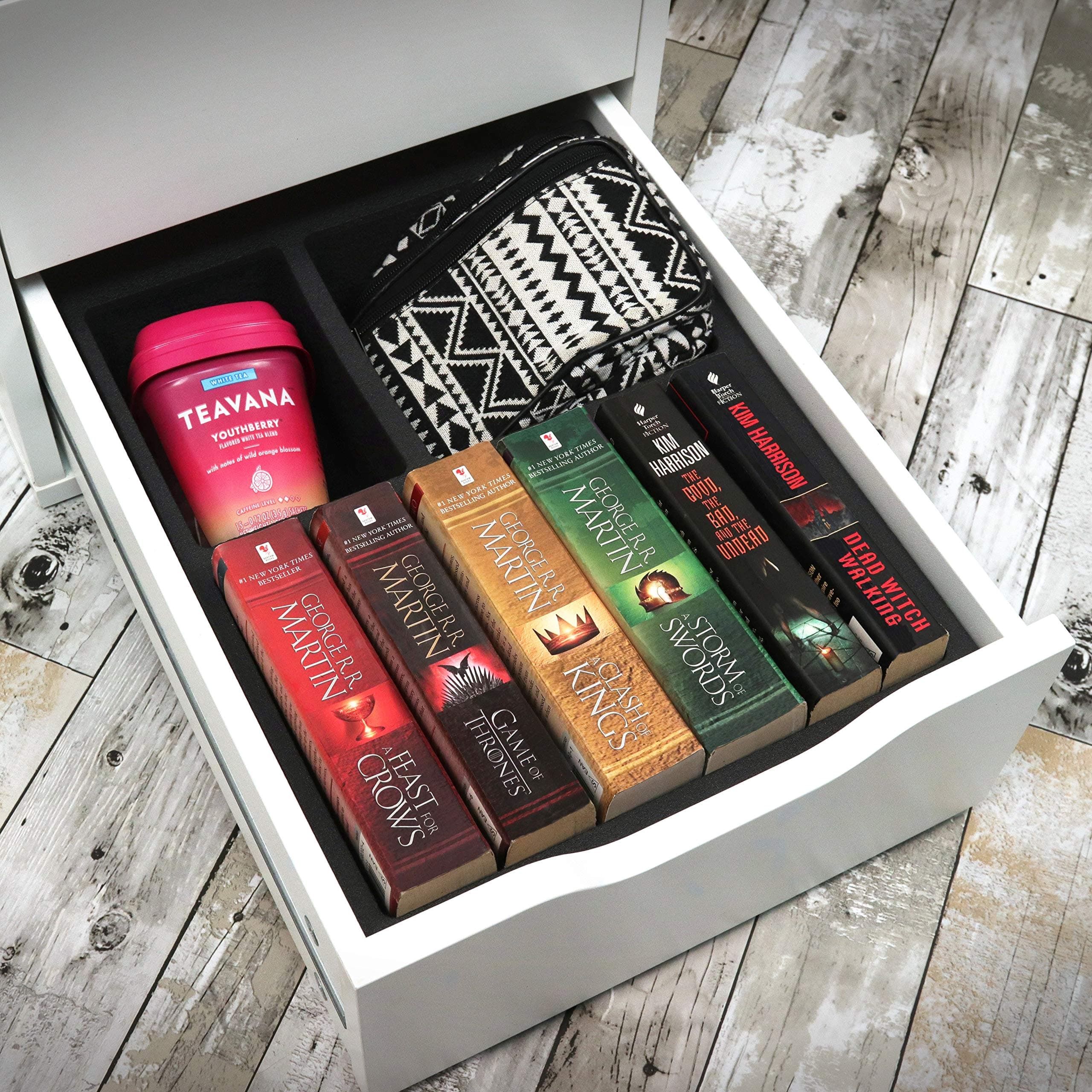 Polar Whale Drawer Organizer Compatible with Ikea Alex (Fits Lower Tall Drawers) Tray Waterproof Insert Office Home Dorm 11.5 X 14.5 X 4.2 Inches 3 Compartments Black Extra Deep Pockets