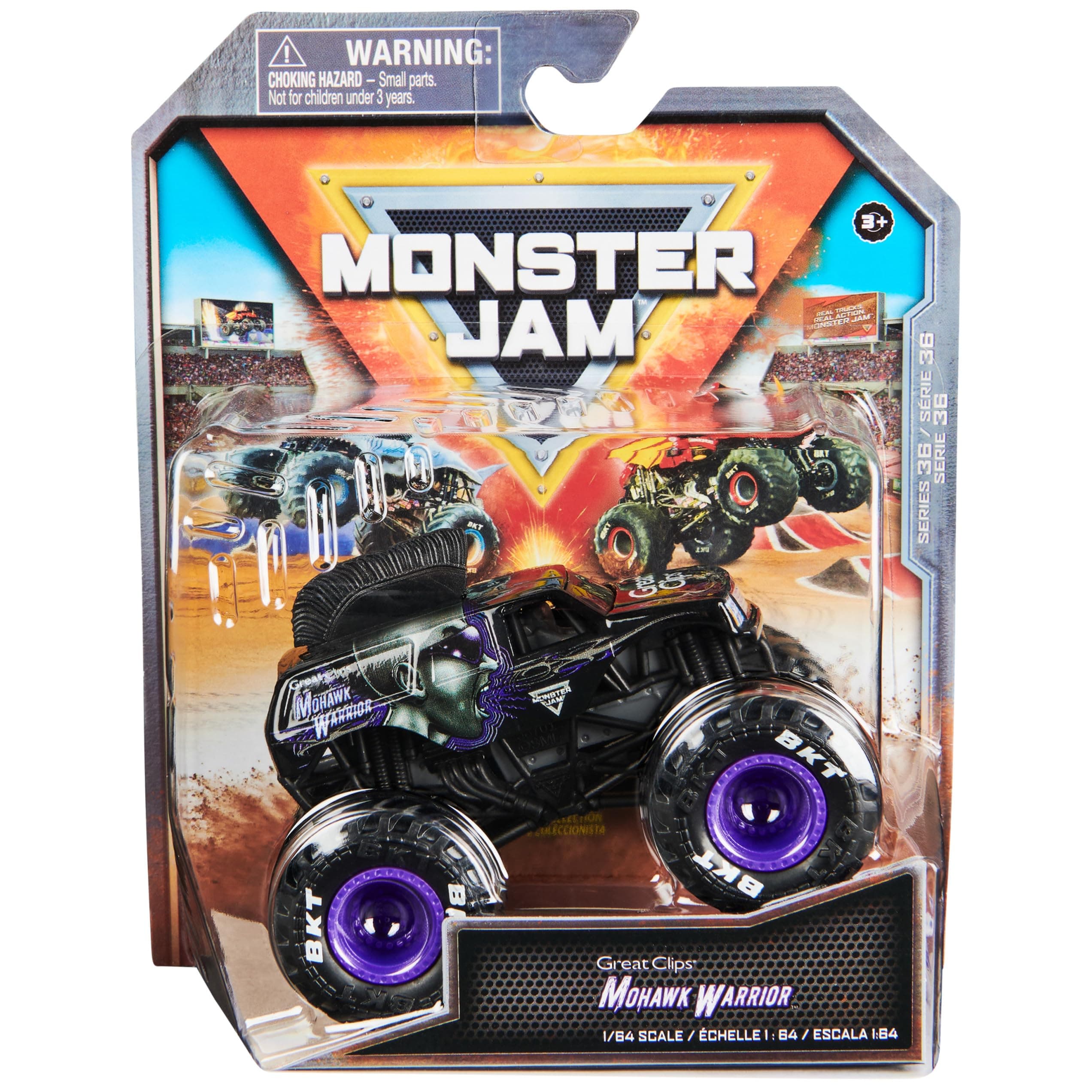 Monster Jam, Official Mohawk Warrior Monster Truck, Die-Cast Vehicle, 1:64 Scale, Kids Toys for Boys Ages 3 and up