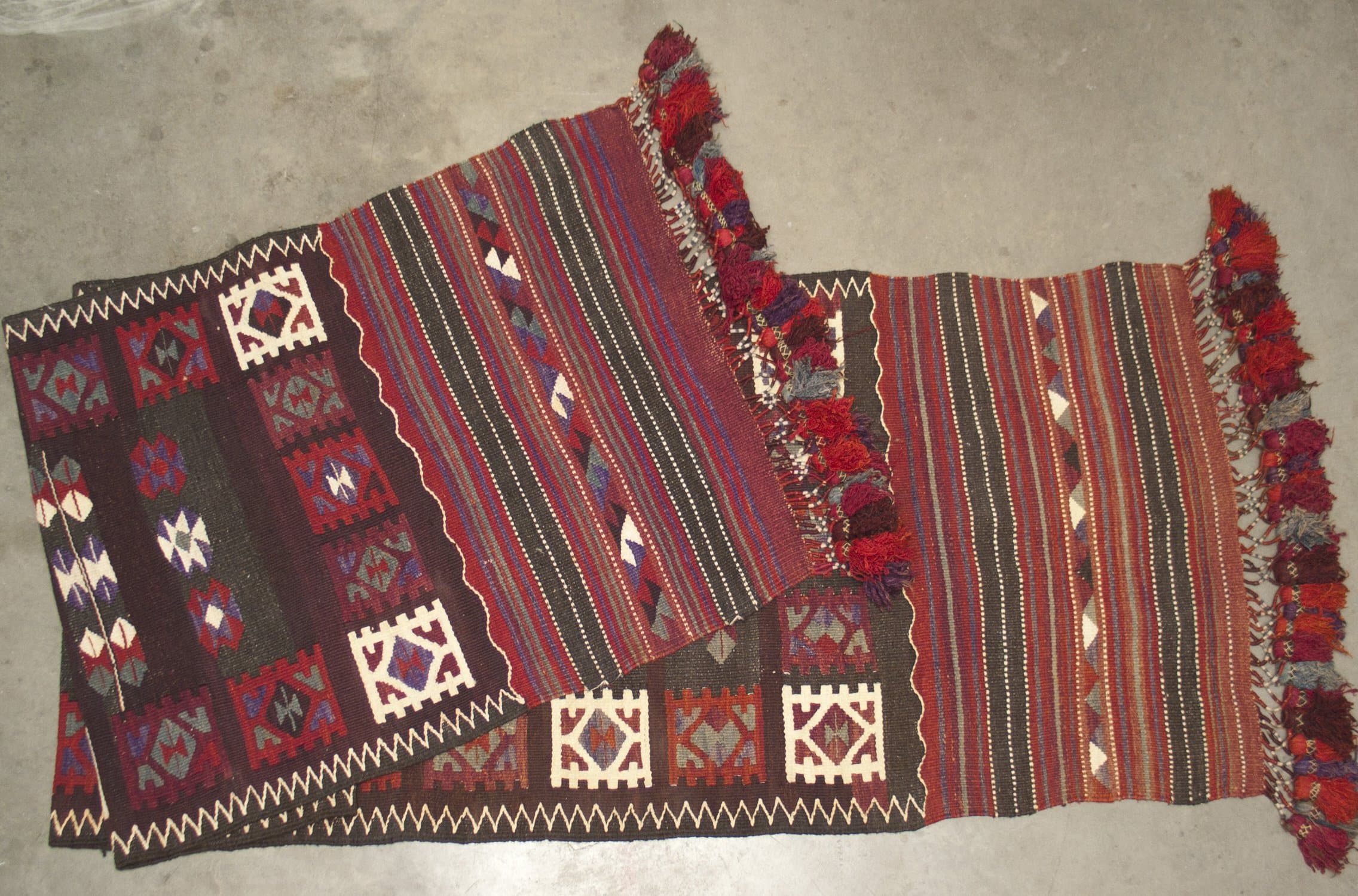 Hand-woven Mukkur Kutchi Kilim Oriental Area Rug Runner Afghanistan 13'8" x 3'2"