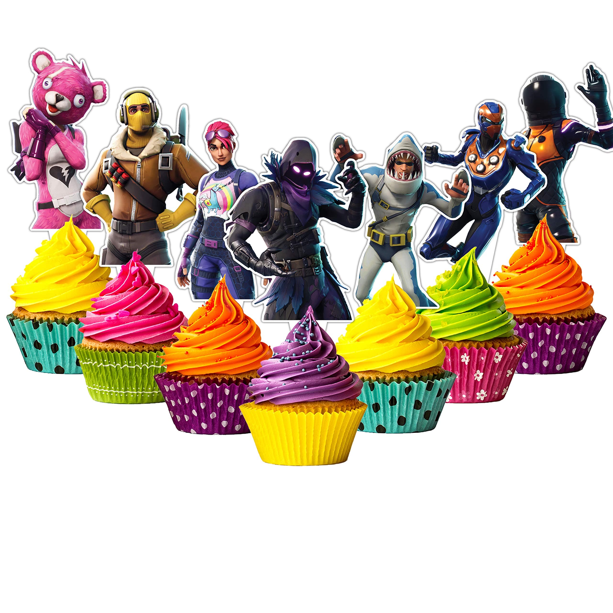 24-pack Food-safe and Child-safe Cake Toppers by Citadel Black - No Assembly Required, 100% Food-safe and Recyclable, Cupcake and Cake Toppers for Birthday Parties and Events (Battle Royale)