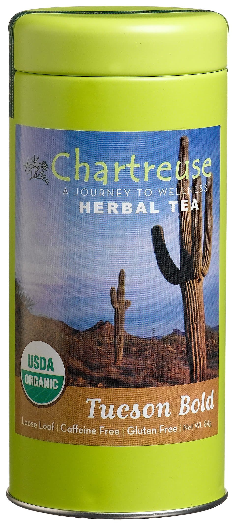 Chartreuse Organic Tea Tucson Bold Organic Loose Leaf Herbal Tea, 2.54 Ounce Tin