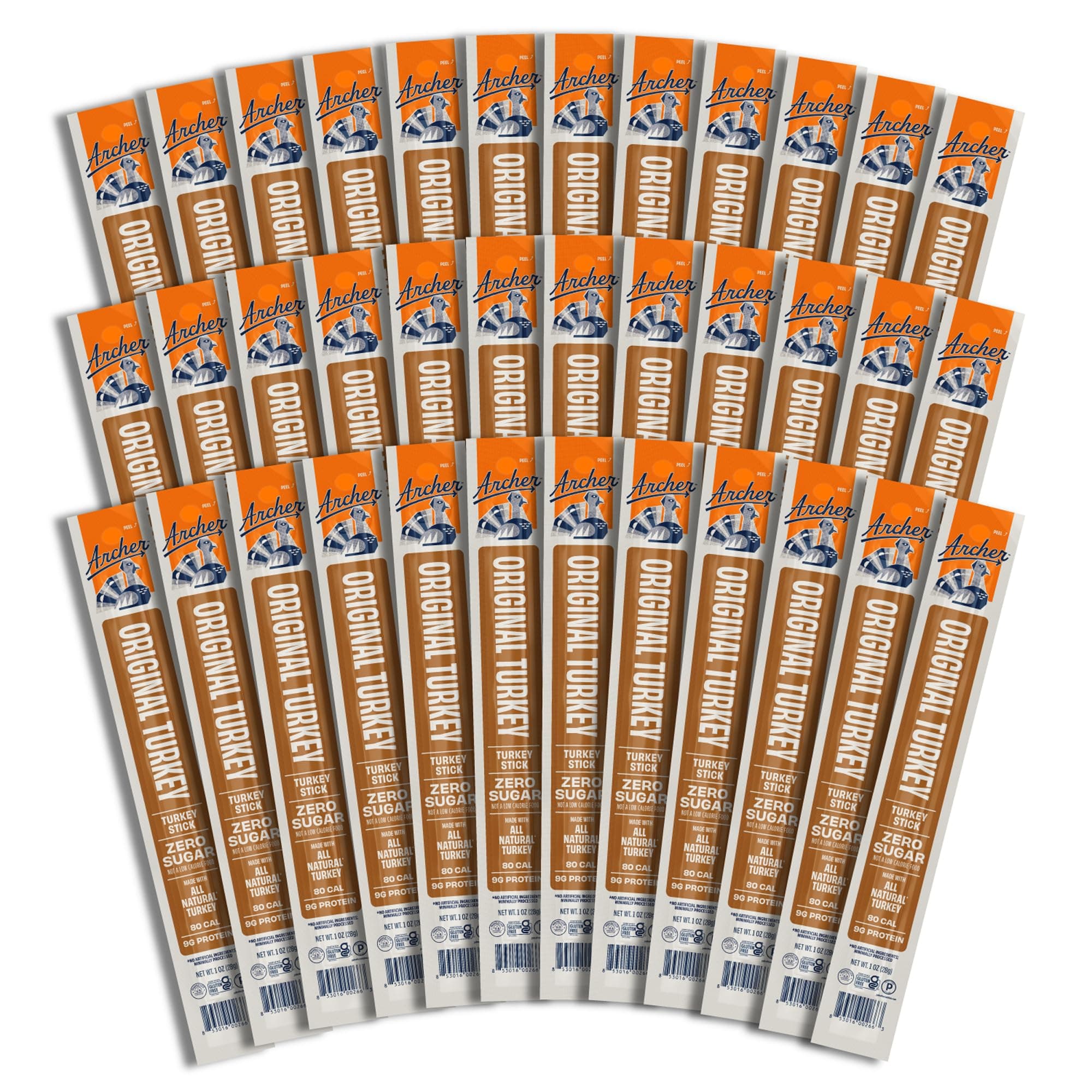 Archer Jerky Turkey Jerky Sticks - All Natural Turkey Sticks, Protein Snack for People, On the Go Protein, Gluten Free, Keto, Original Turkey Flavor - 1 oz (Pack of 36)