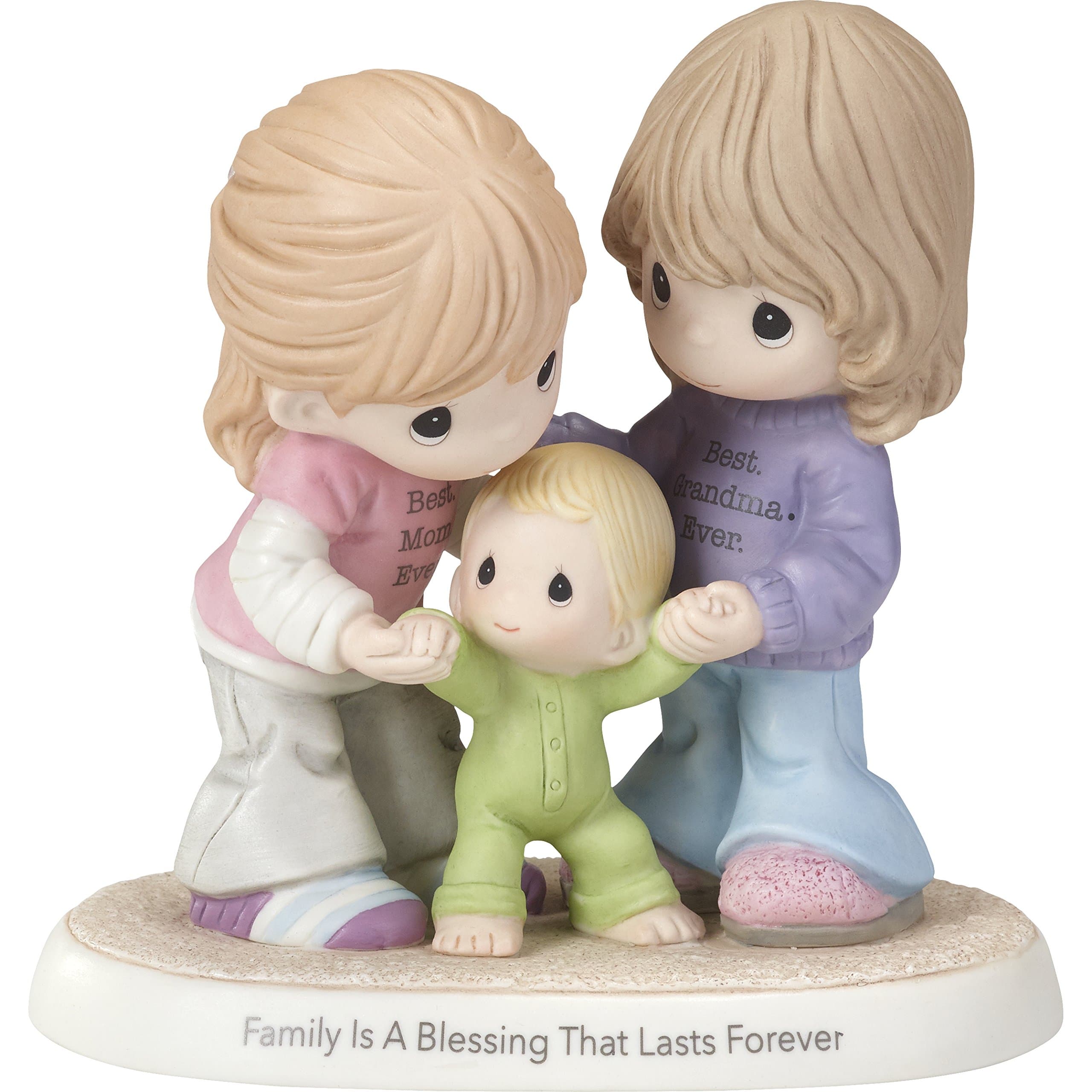 Family is A Blessing That Lasts Forever Mom & Grandma with Baby Bisque Porcelain Figurine 173009 Home Decor Collectible Figurine, Multicolor