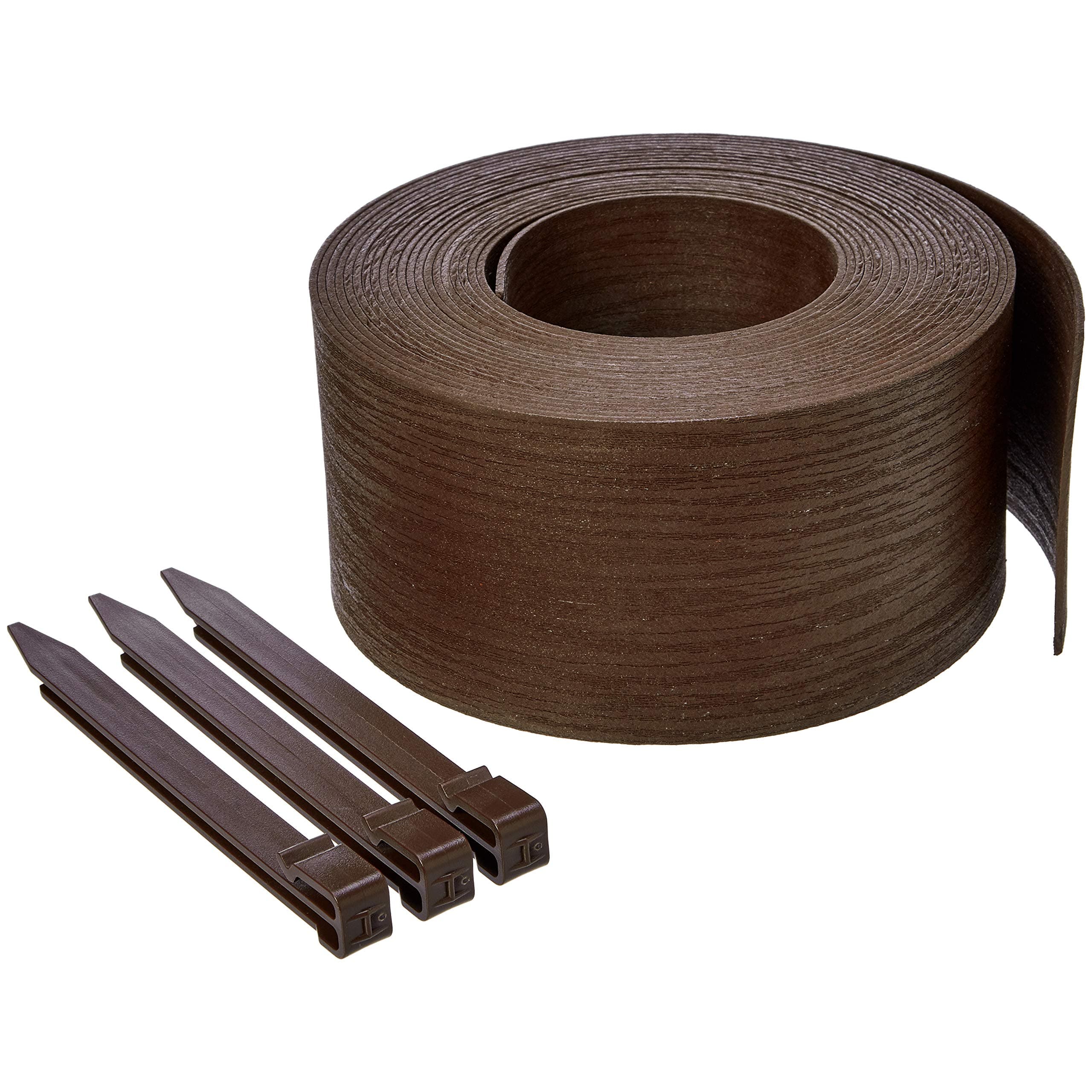 Amazon Basics Landscape Edging Coil with 10 Stakes, 13 cm/5 inch x 12m/40 feet, Brown
