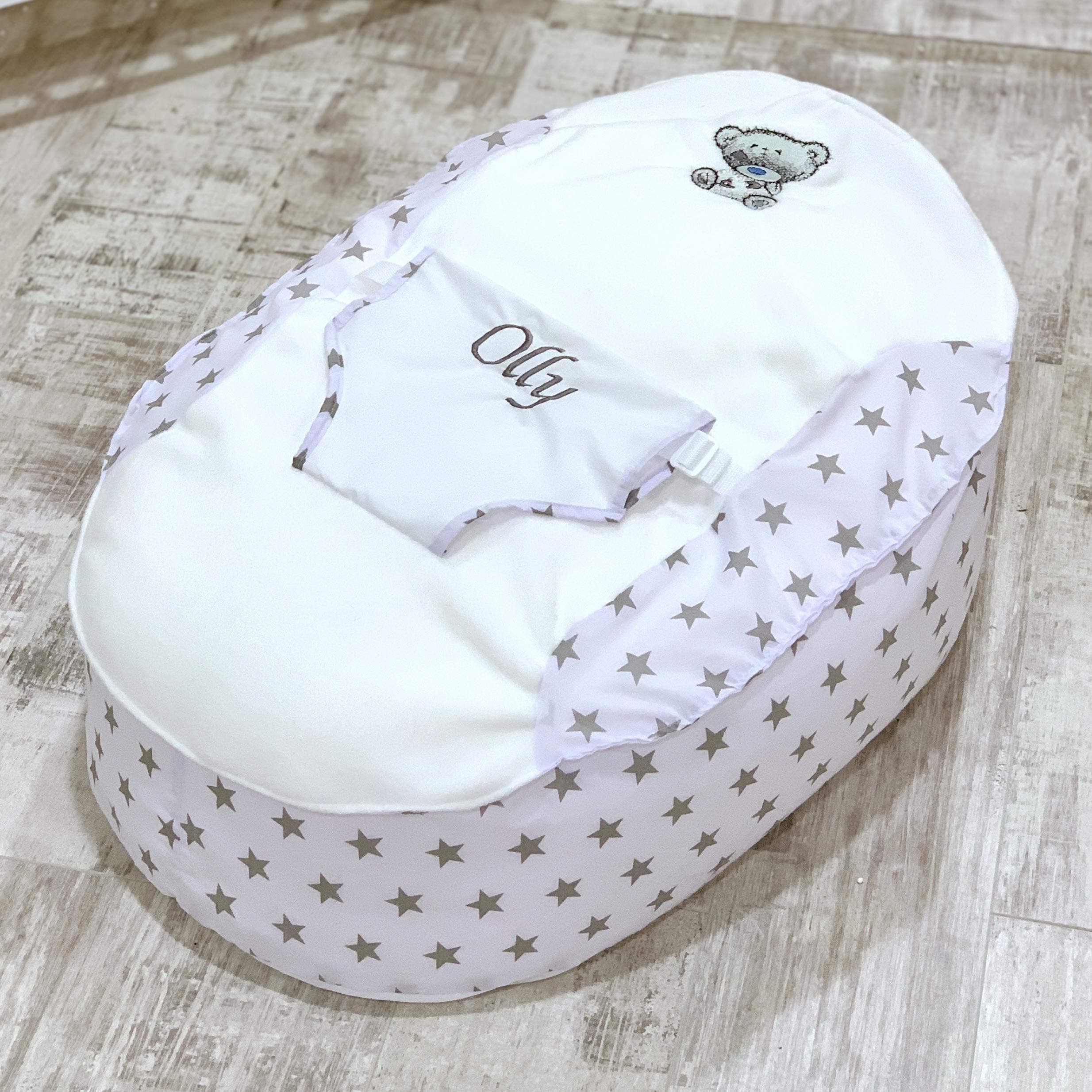 Small World Baby Grey Star Tatty Teddy Baby Bean Bag