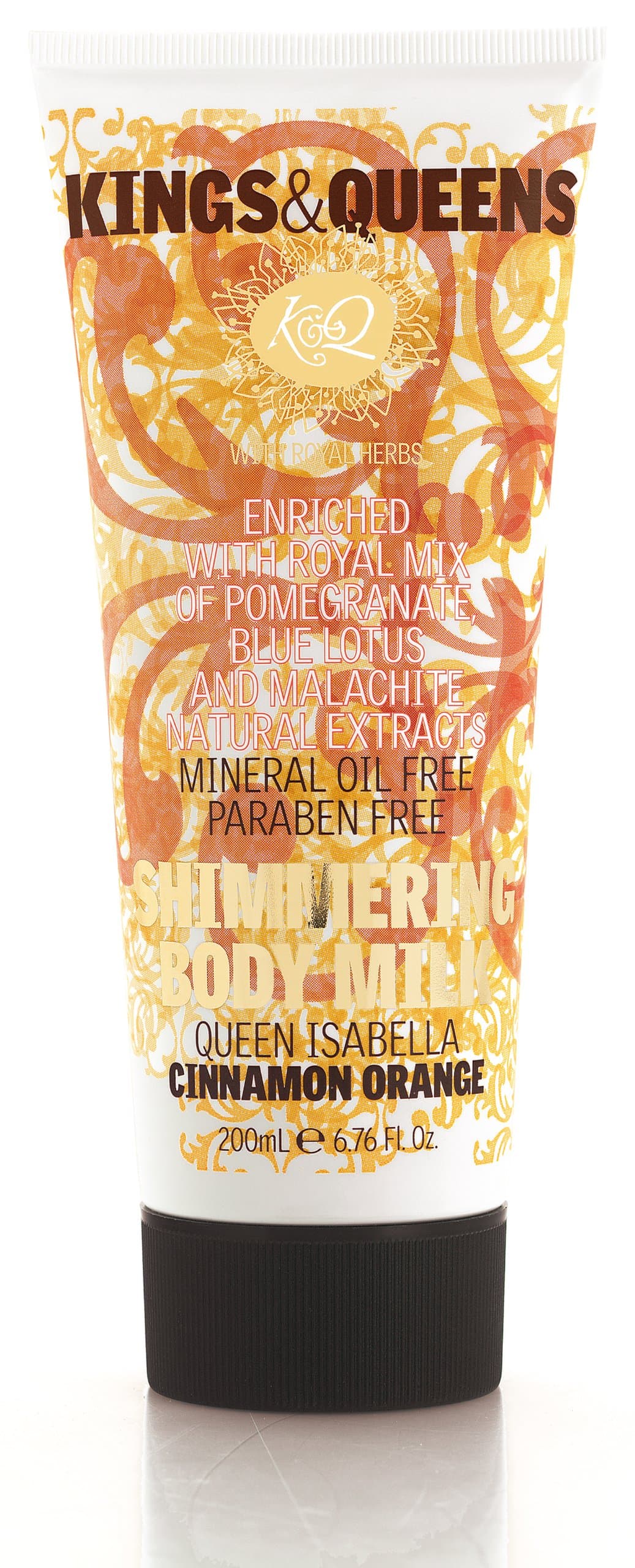 Kings & Queens Shimmering Body Milk, Queen Isabella - Cinnamon Orange 6.76 fl oz (200 ml)